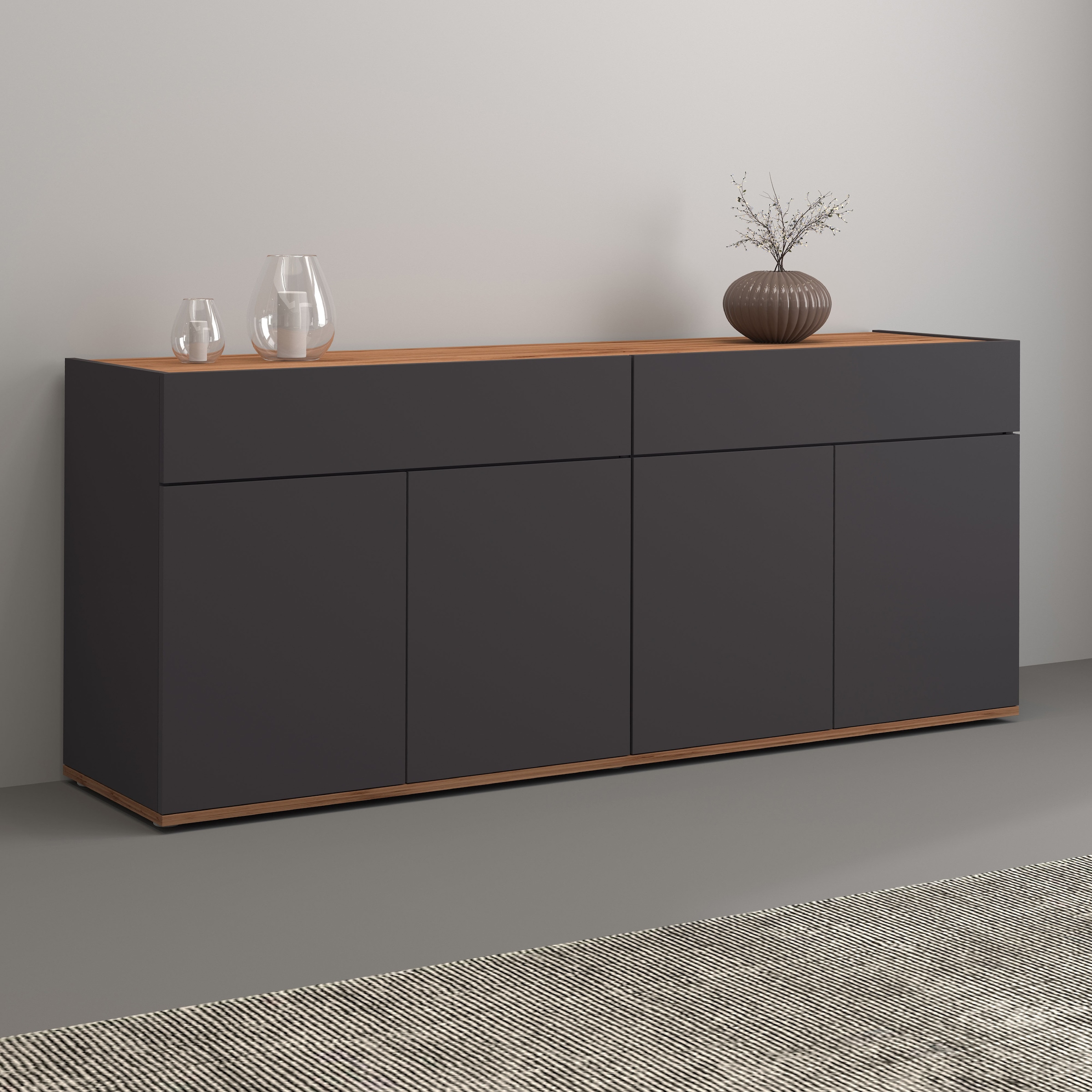 Sideboard »Garda, Kommode, Schrank, Kredenz«, 4 Türen, 2 Schubladen, grifflos Breite...