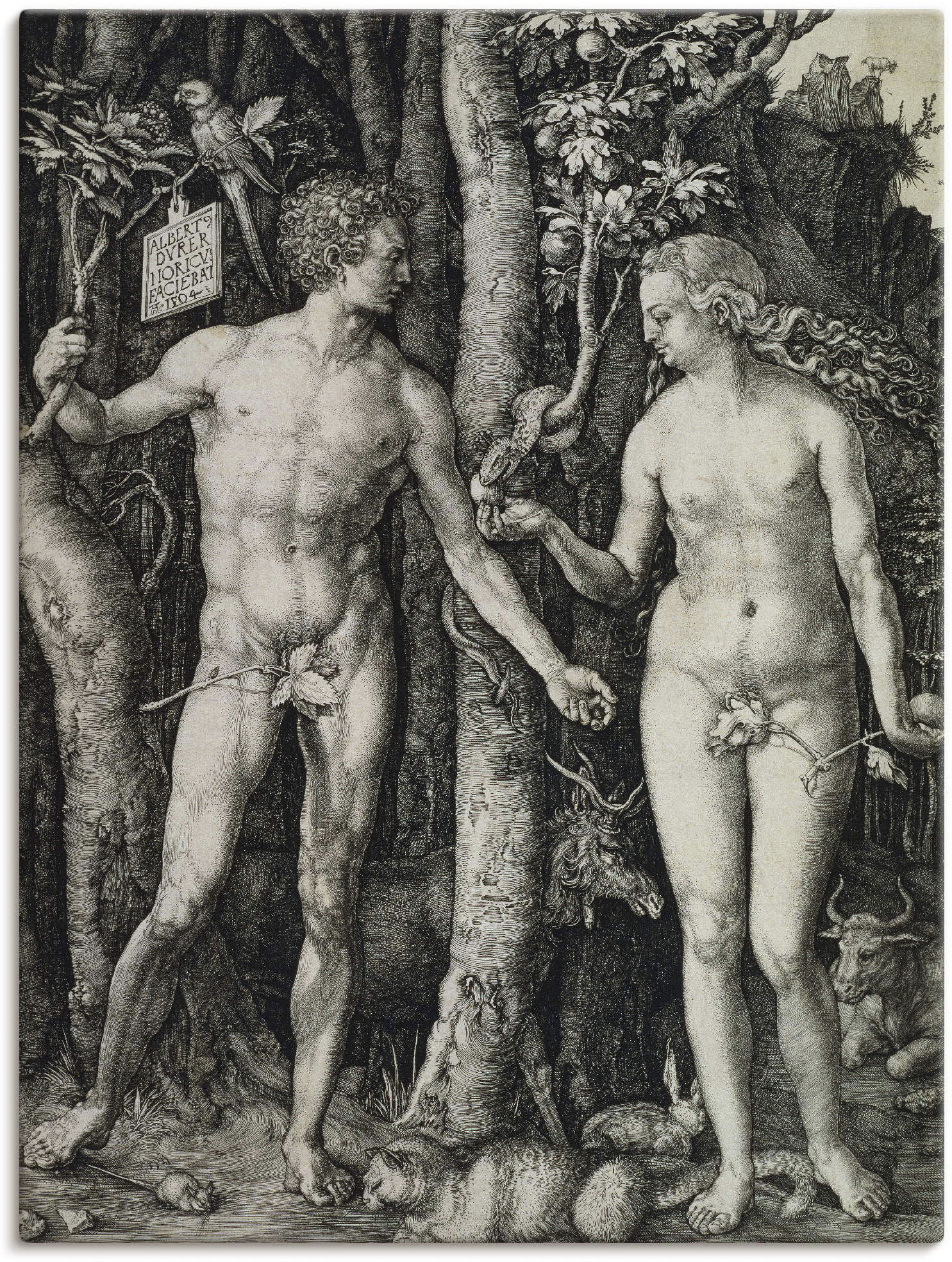 Artland Leinwandbild "Adam und Eva. 1504" Religion 1 Stk. tlg. auf Holzrahmen gespannt