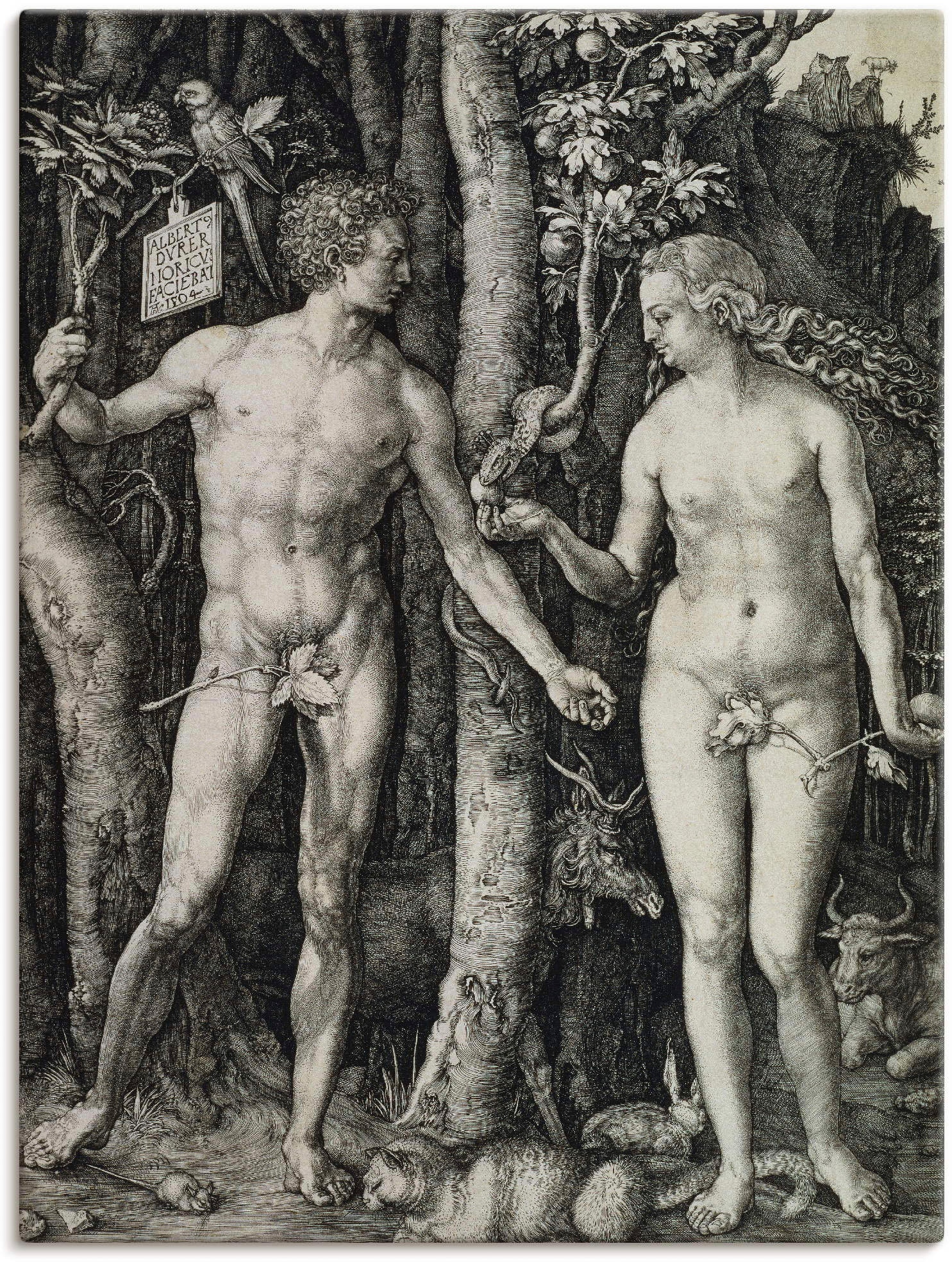 Artland Wandbild "Adam und Eva. 1504", Religion, (1 St.), als Leinwandbild, Poster in verschied. Größen