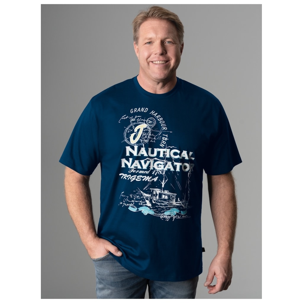 Trigema T-Shirt »TRIGEMA T-Shirt mit großem Printmotiv "Nautical Navigator"«, (1 tlg.)