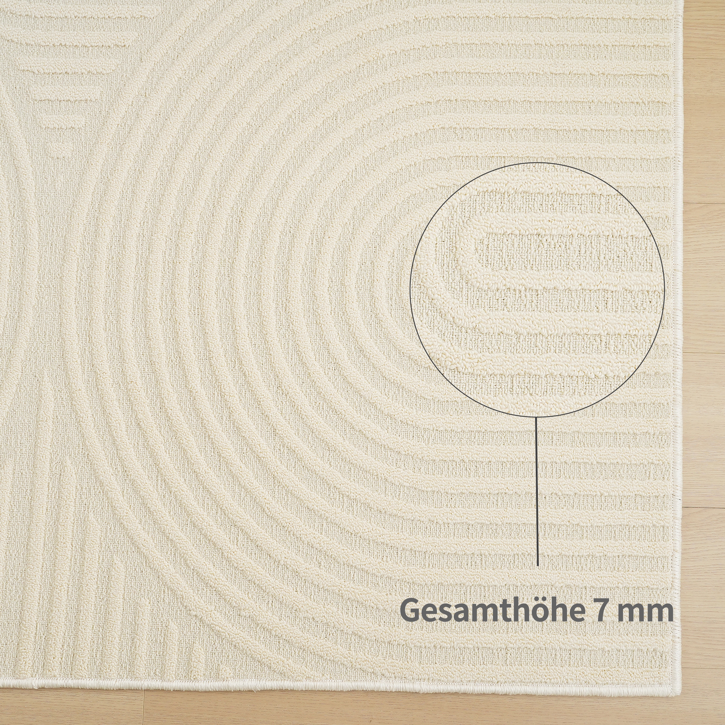 my home Teppich »Jola Hoch-Tief-Design, Scandi-Look, Zen«, rechteckig, 7 mm Höhe, Boho, Modern, 3D, Wohnzimmer, Schlafzimmer, wasserabweisend