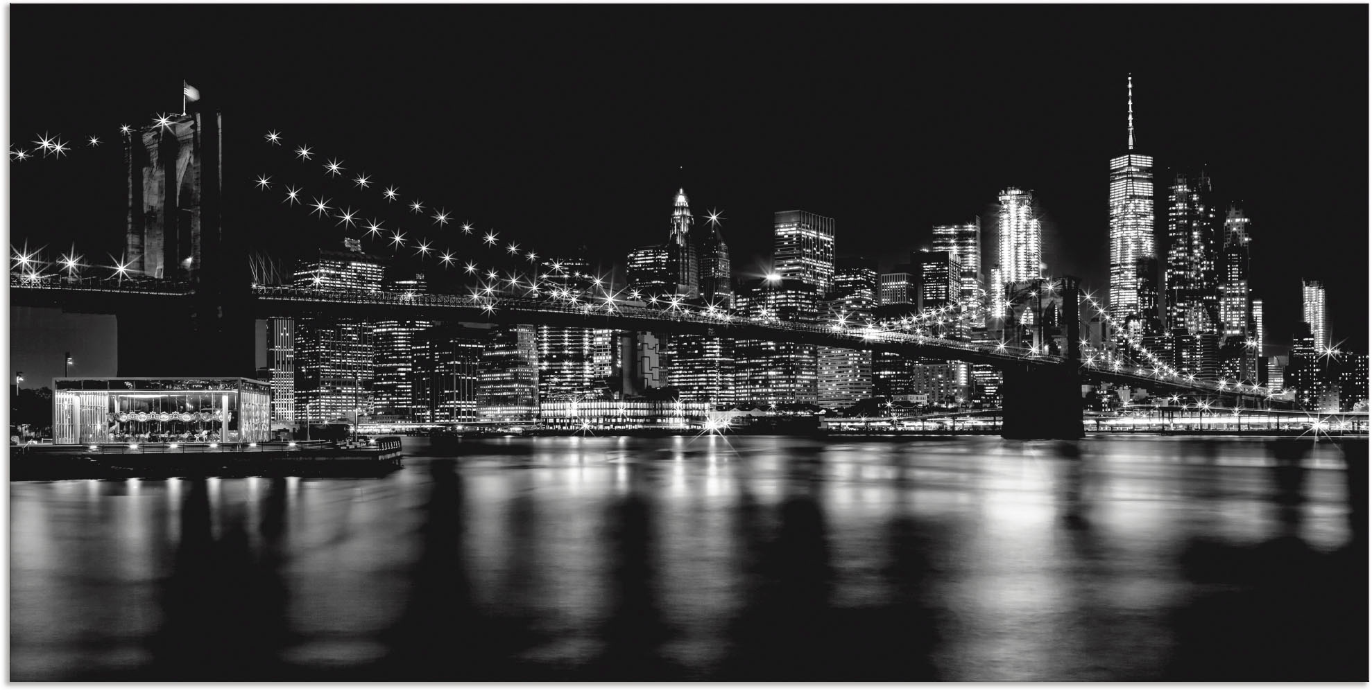 Artland Wandbild "Manhattan Skyline & Brroklyn Bridge", Amerika, (1 St.), als Alubild, Outdoorbild, Wandaufkleber in ver