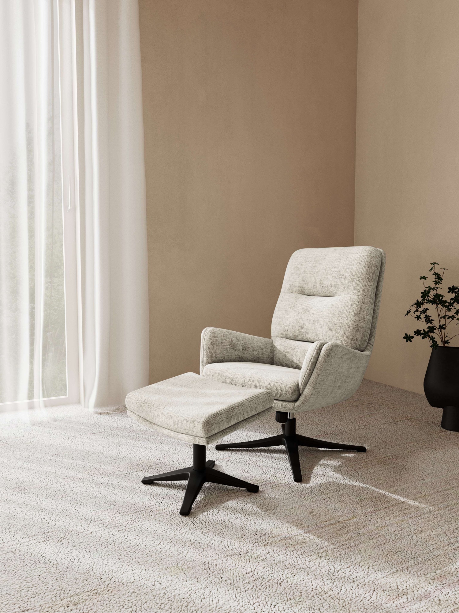 ACTONA GROUP Loungesessel »Sessel, Polsterstuhl« Recliner, beige, drehfunktion