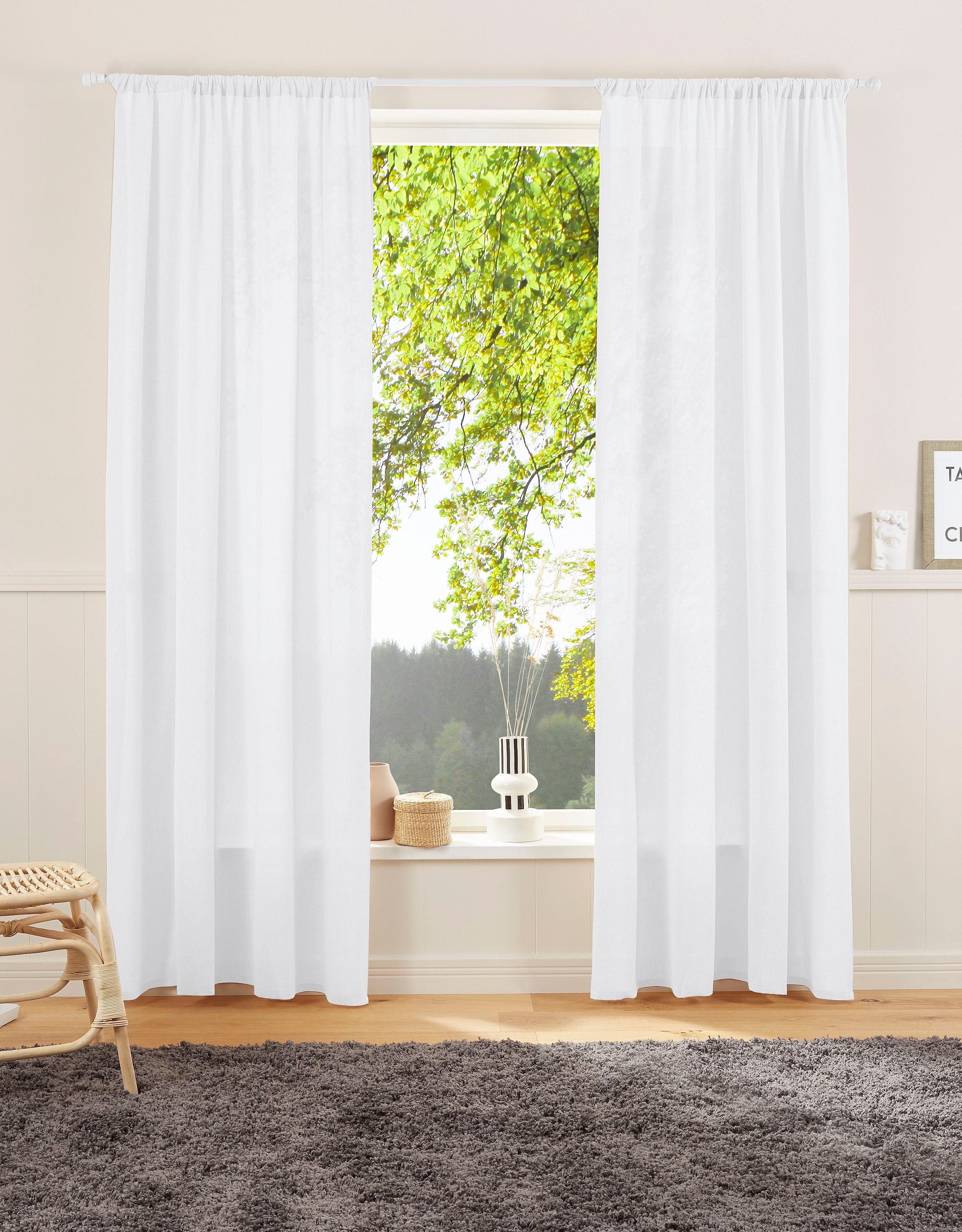 LeGer Home by Lena Gercke Vorhang "Lanea" Stangendurchzug 1 Stk. tlg. Leine günstig online kaufen