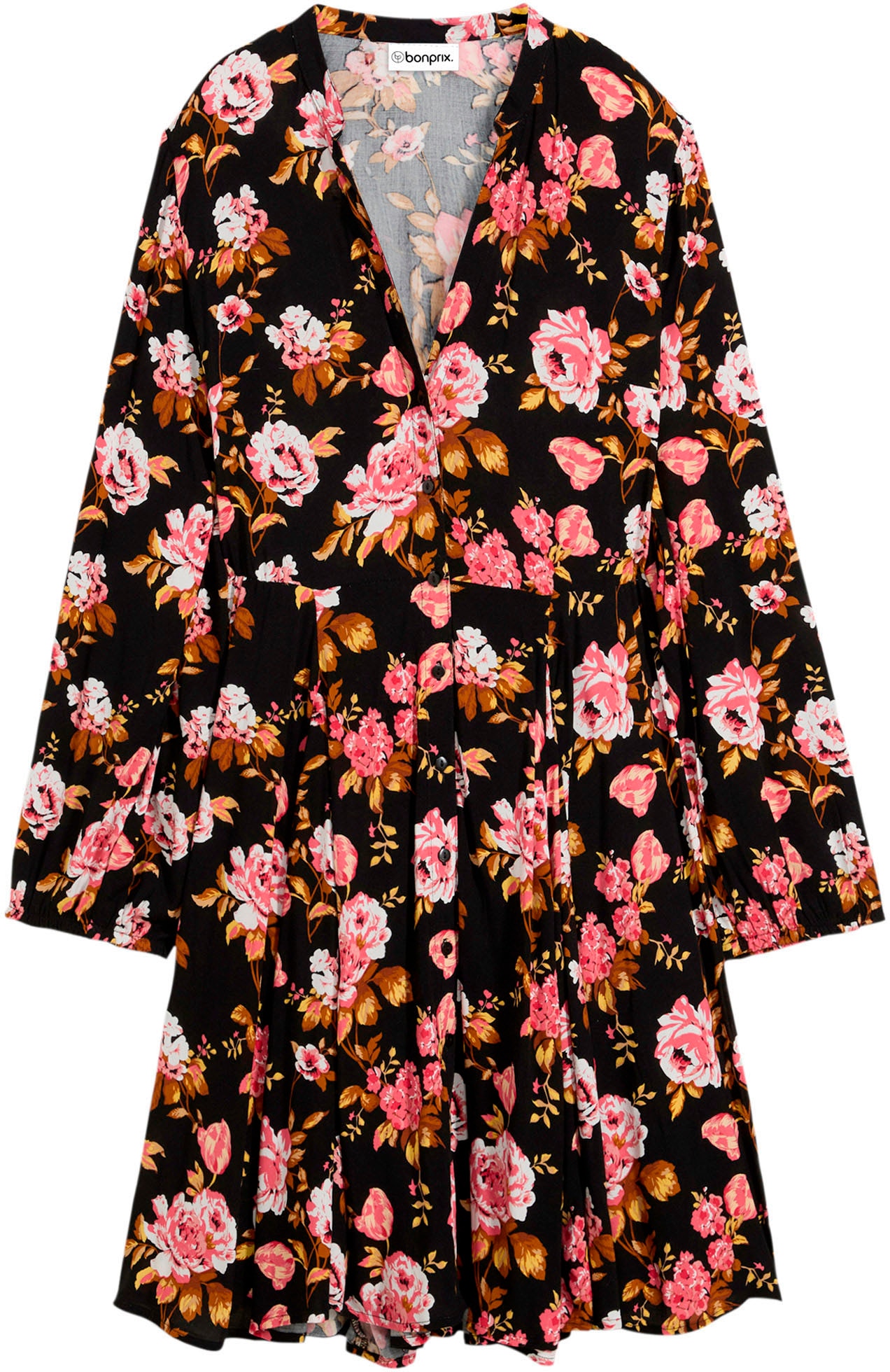 bonprix Hemdblusenkleid »Hemdblusenkleid aus reiner Viskose« für eleganten Look, aus Viskose, ausgestellte Passform