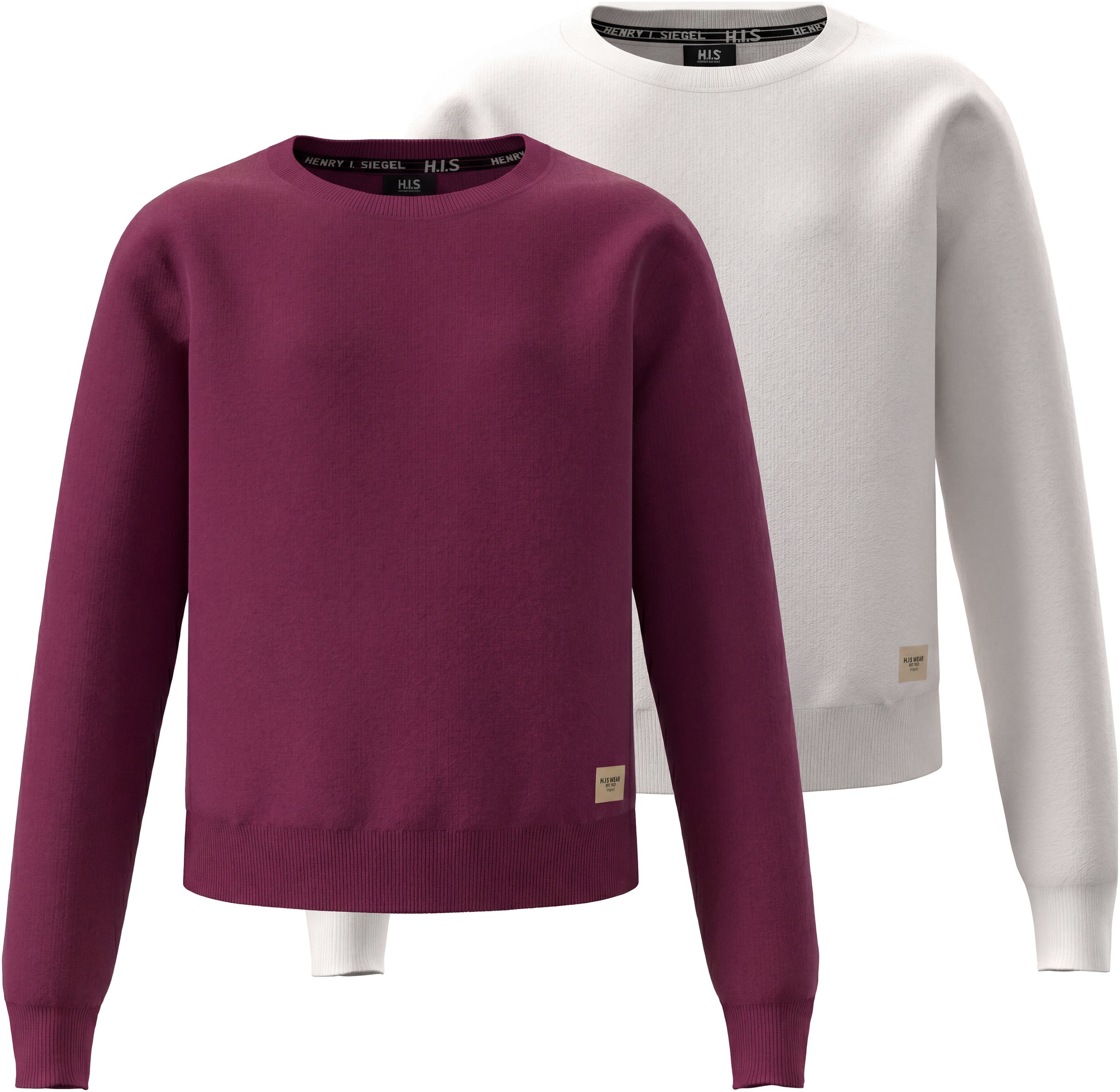 H.I.S Sweatshirt "2er Pack H.I.S Sweats, Must-Have Basic in kurzer Form", 2er Packung, 2 Sweatshirts im Pack, Basics in modischen Farben, Langarm