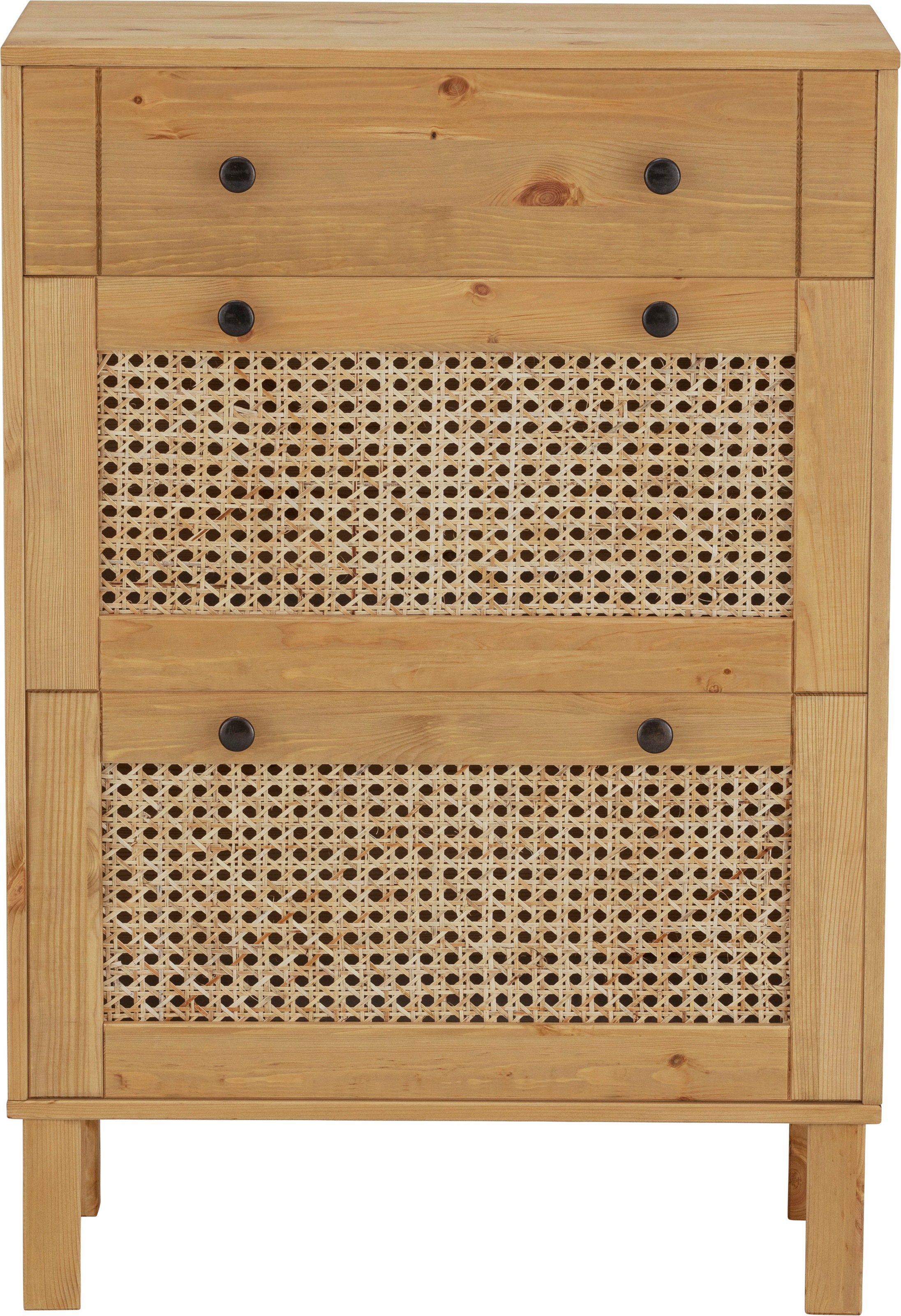 Home affaire Badkommode Roan, aus Kiefer massiv mit Rattan-Einsatz, Breite 61 cm