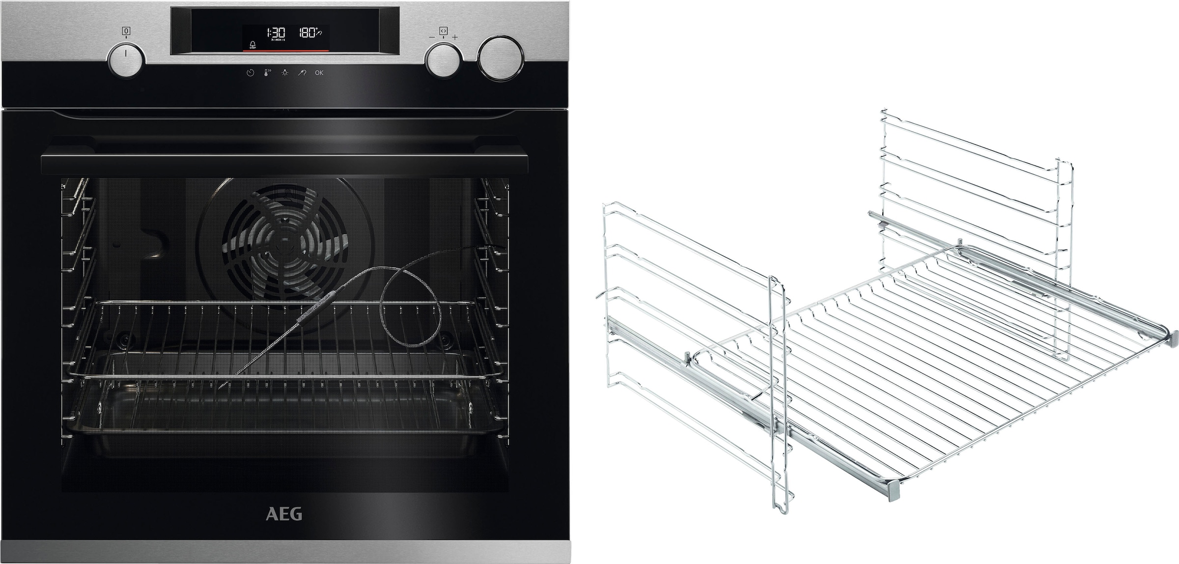 AEG Einbaubackofen Serie 7000 »BSS57606BM 949 494 825«, mit Vollauszug, Pyrolyse-Selbstreinigung