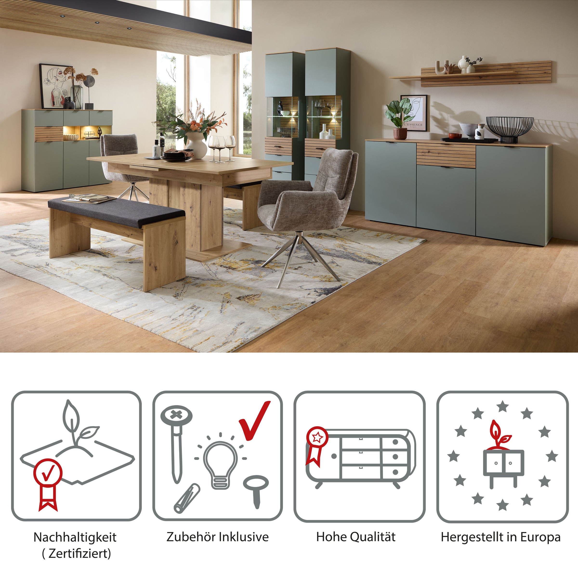 Innostyle Essbank »INA Sitzbank, 126 x 49 x 40 cm (B/H/T)«, (1 St.), inkl. Sitzkissen