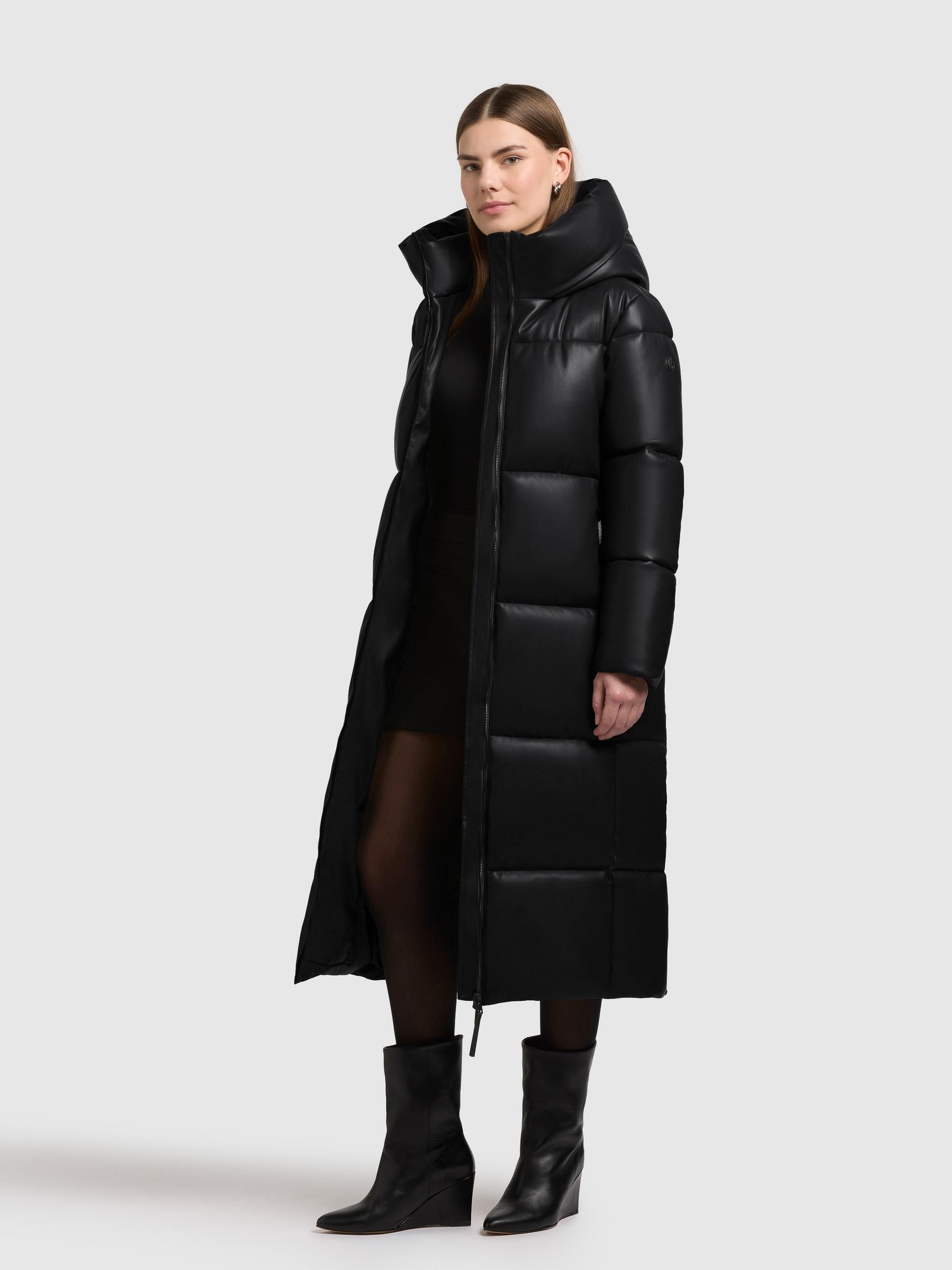 khujo Steppmantel »Destiny« Langer gesteppter Damen Mantel in Lederoptik