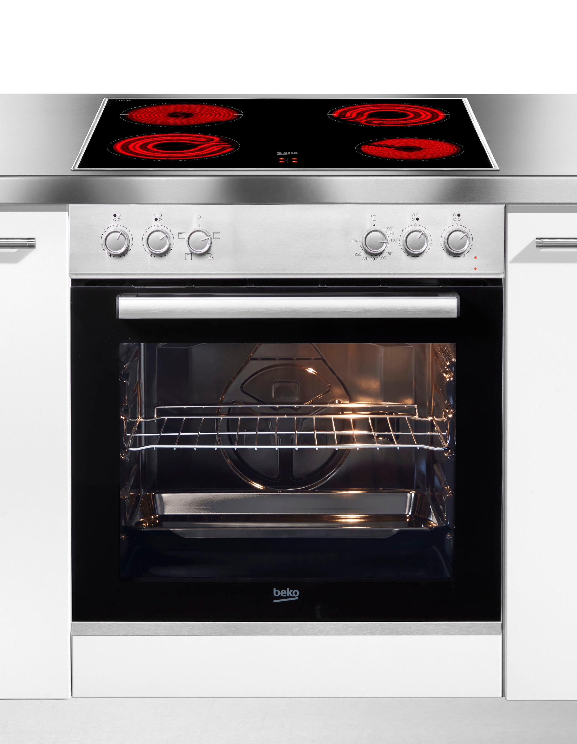 BEKO Elektro-Herd-Set "BBUC12020X", silber, Herdsets, SteamShine – Die Dampfreinigung des Backofens