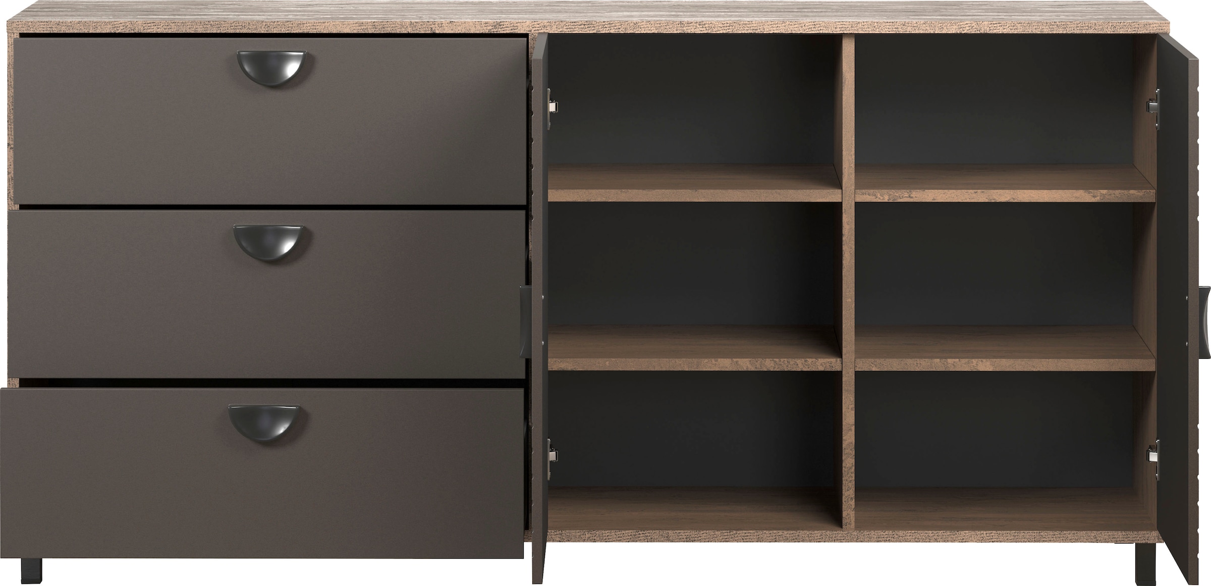 Home affaire Sideboard »Fusion« 1 Stk. tlg. Kommode mit markantem Kreismuster - Antikoptik - (B/T/H) 176/42/86 cm