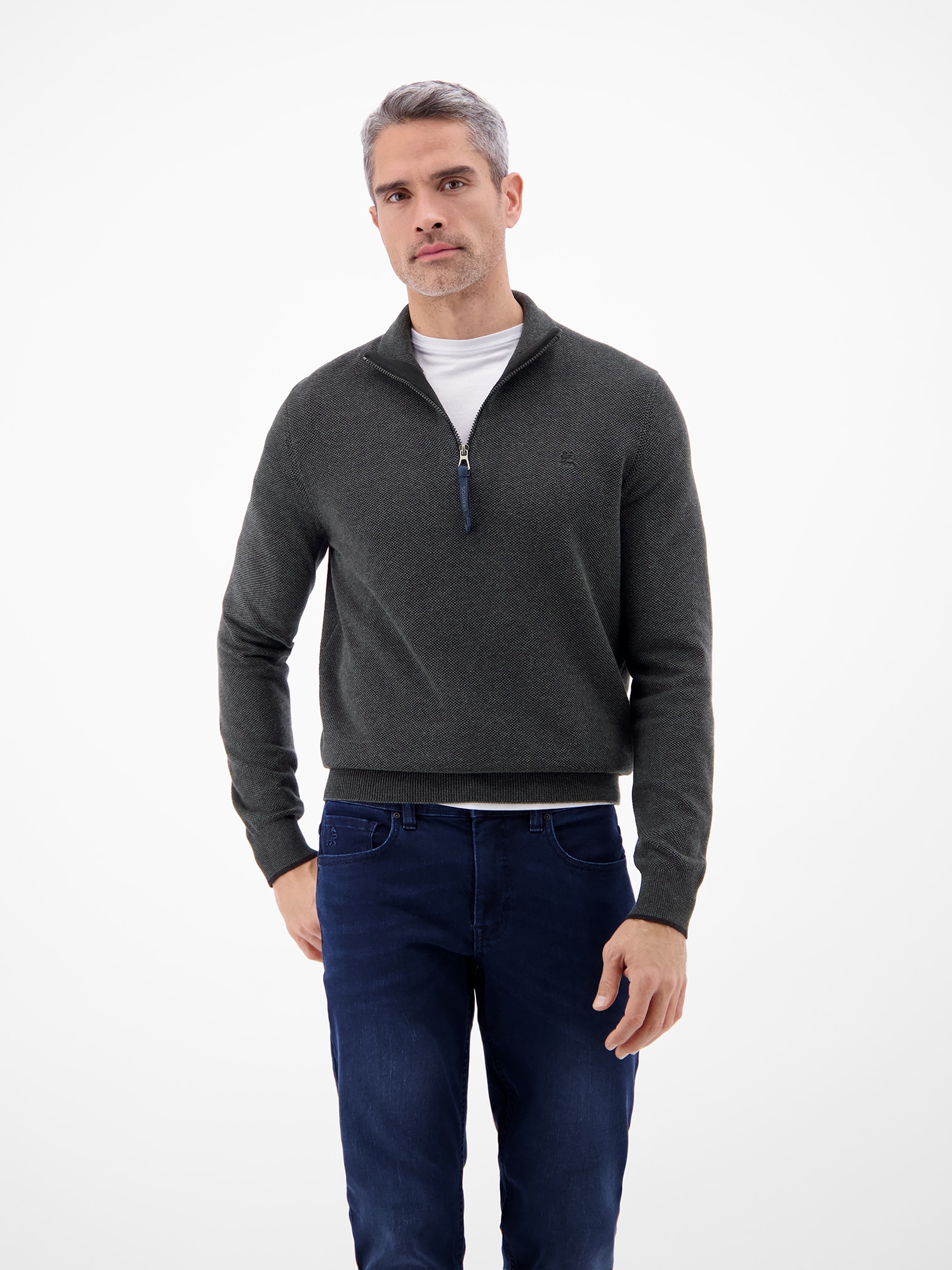 LERROS Sweatshirt "Troyer in Strukturqualität", Herrensweatshirt aus 100% B günstig online kaufen