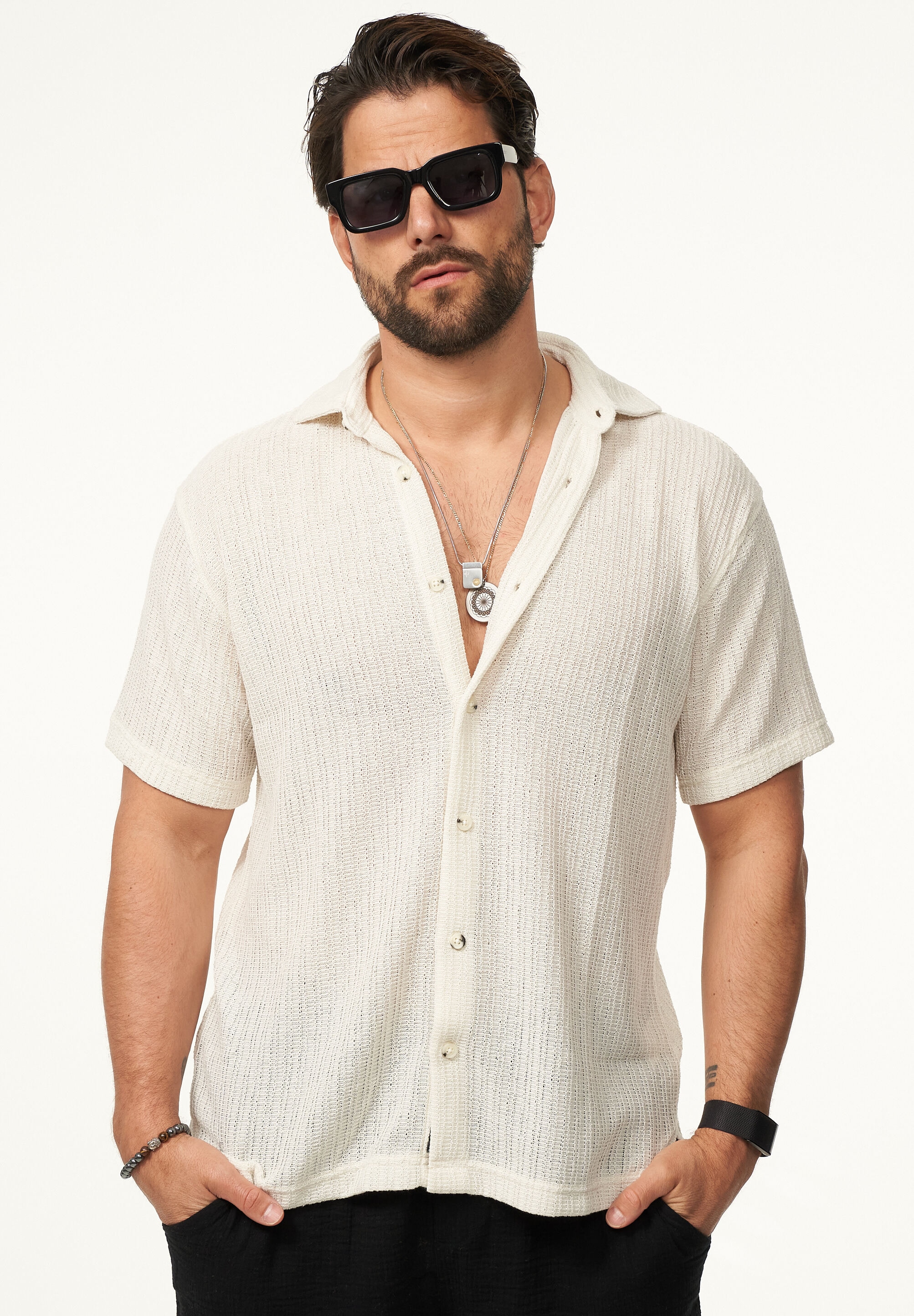 CARISMA Kurzarmhemd »im Vintage Summer-Look als Strickhemd« Herren Kurzarm Strick Polo-Hemd T-Shirt im lockeren Retro-Stil