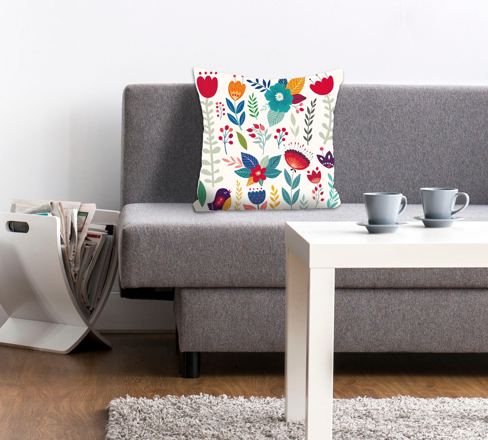 queence Dekokissen »Lottie«, Kissenhülle,Bunte Blumen,Florales Design,Farbenfroh,Verspielt