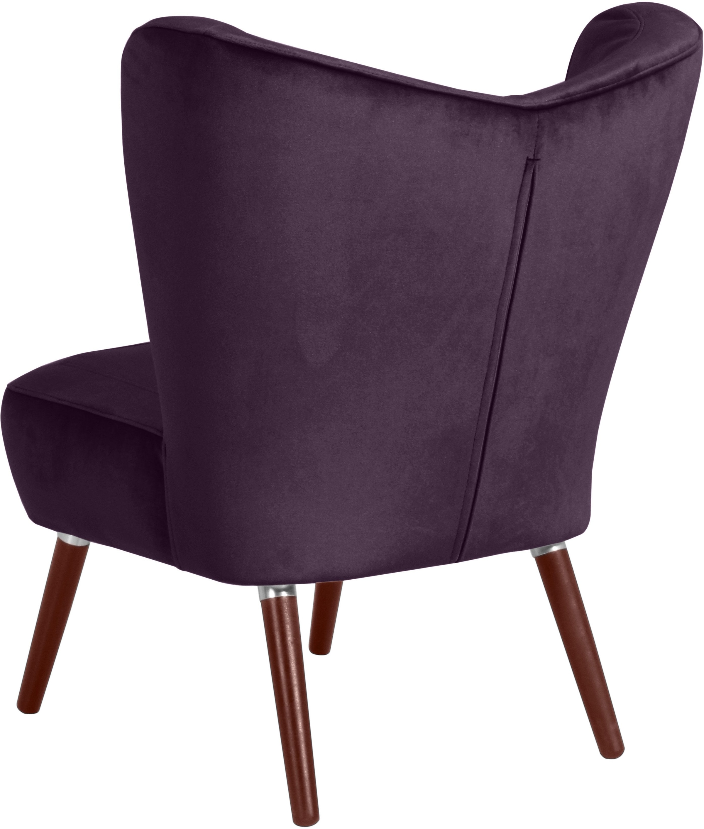 Max Winzer® Cocktailsessel »Stella, Loungesessel, Samtvelours Bezug in 10 Trendfarben«, im Retrolook, bequem, geschwungene Rückenlehne, Solitärsessel