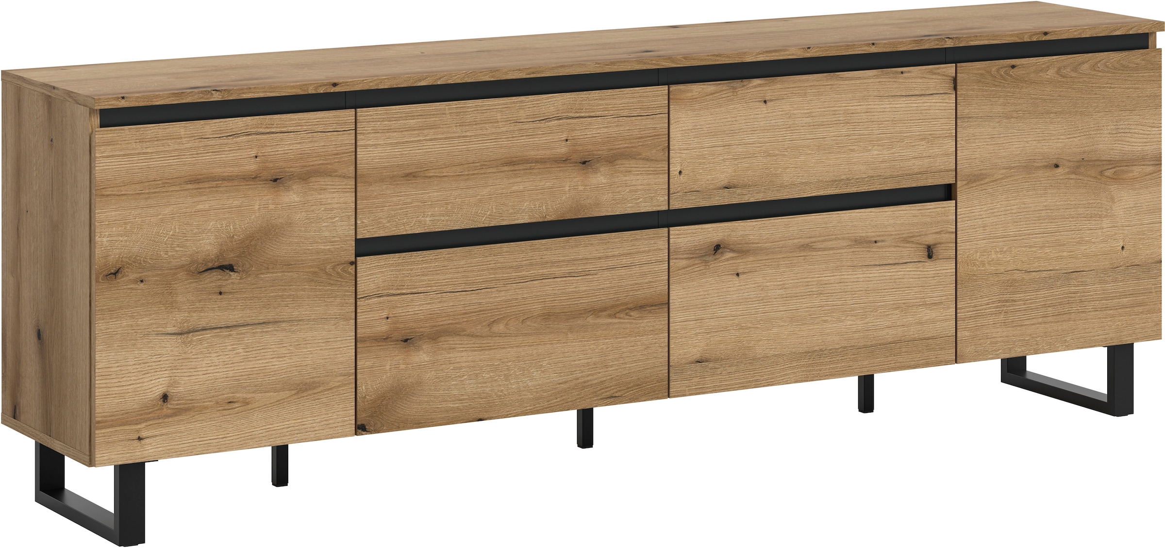 Home affaire "TOMA, 188cm breit, Metall-Kufen-Fuß, 2 Türen, 2 Schubkästen,2 Klappen" TV-Lowboard, Mediaschrank, Mediaboard, TV-Schrank, Schrank, Board