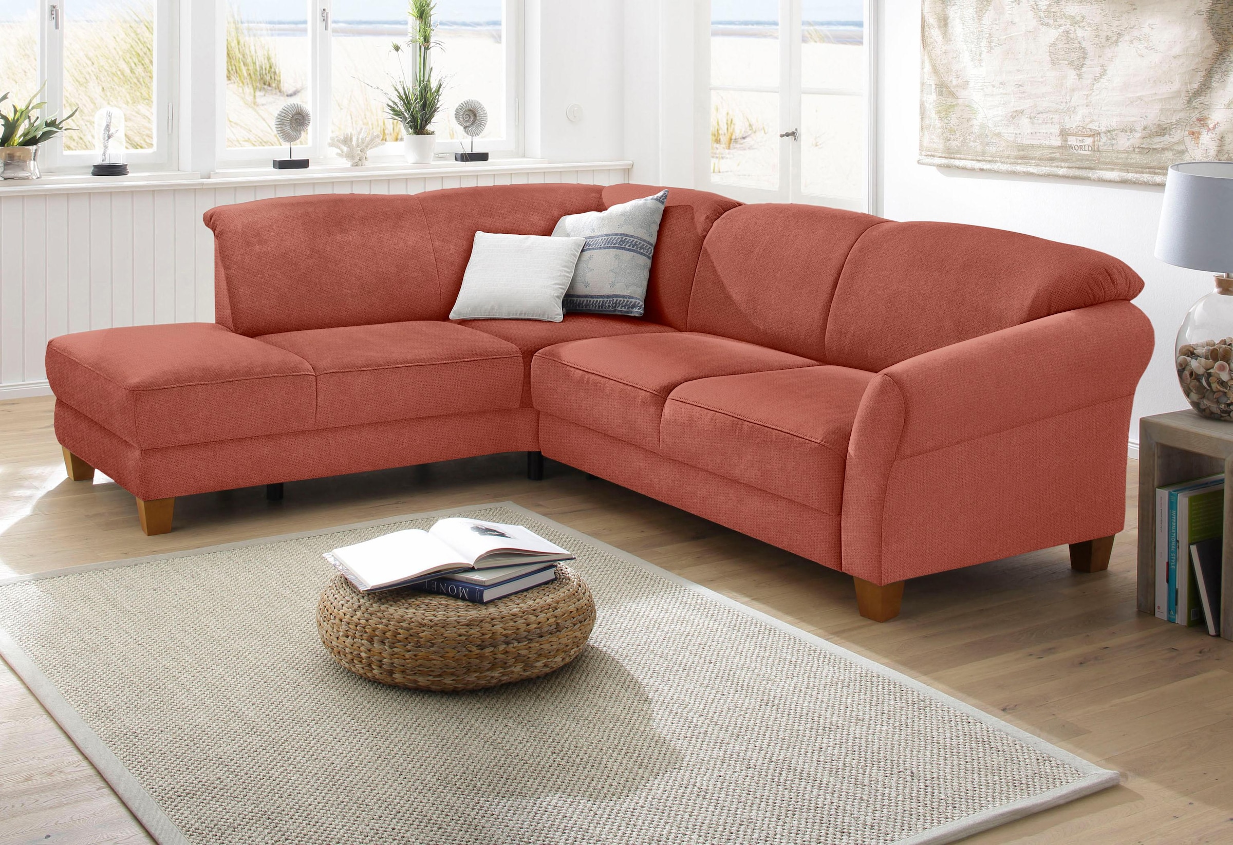 OTTO home Ecksofa "Gotland L-Form" wahlweise mit Sitztiefenverstellung + Bettkasten