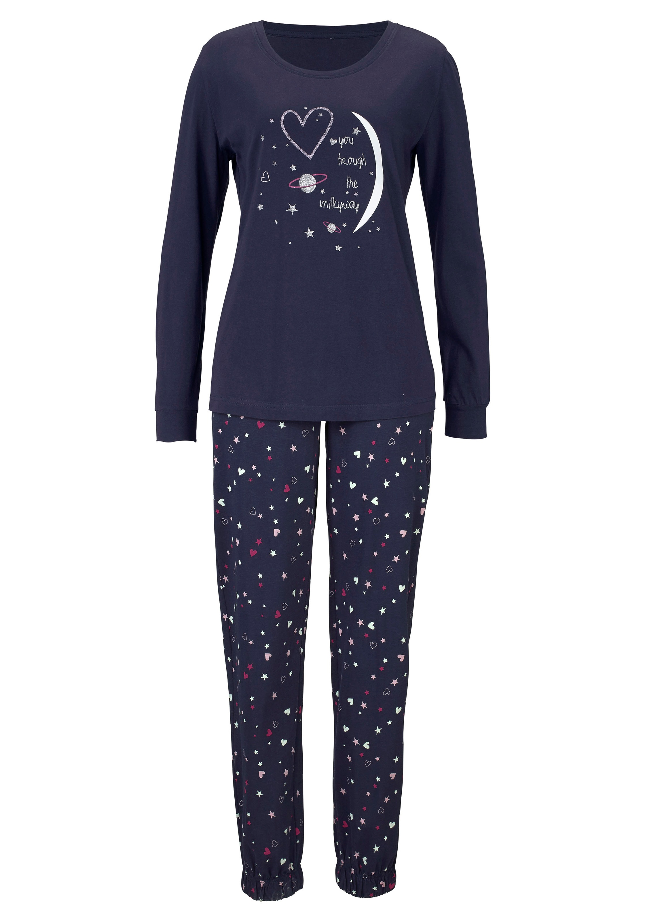 Vivance Dreams Pyjama 2 Stk. tlg., mit glitzerndem Print günstig online kaufen