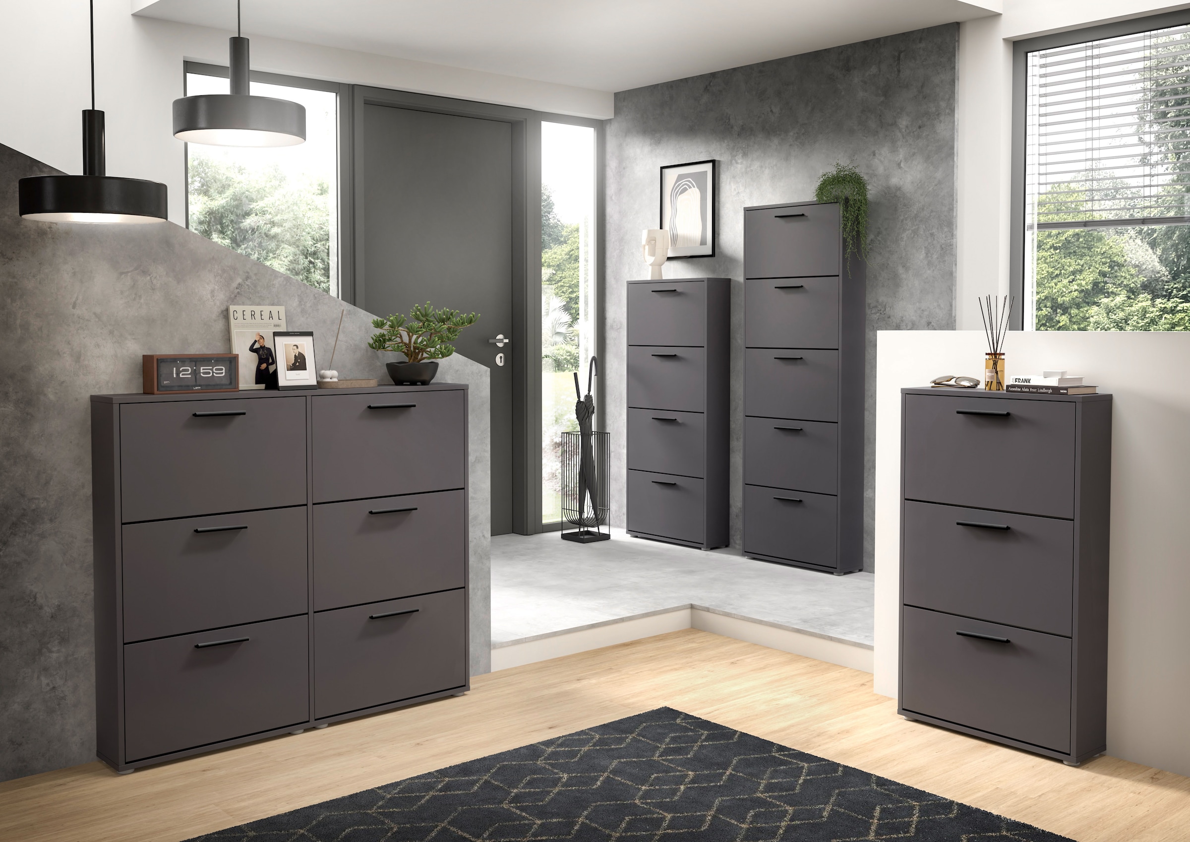 HBZ Schuhkipper »Sam Schuhkipper, Schuhschrank BxHxT 116x103x17 cm«, (1 St.), mit 6 Klappen
