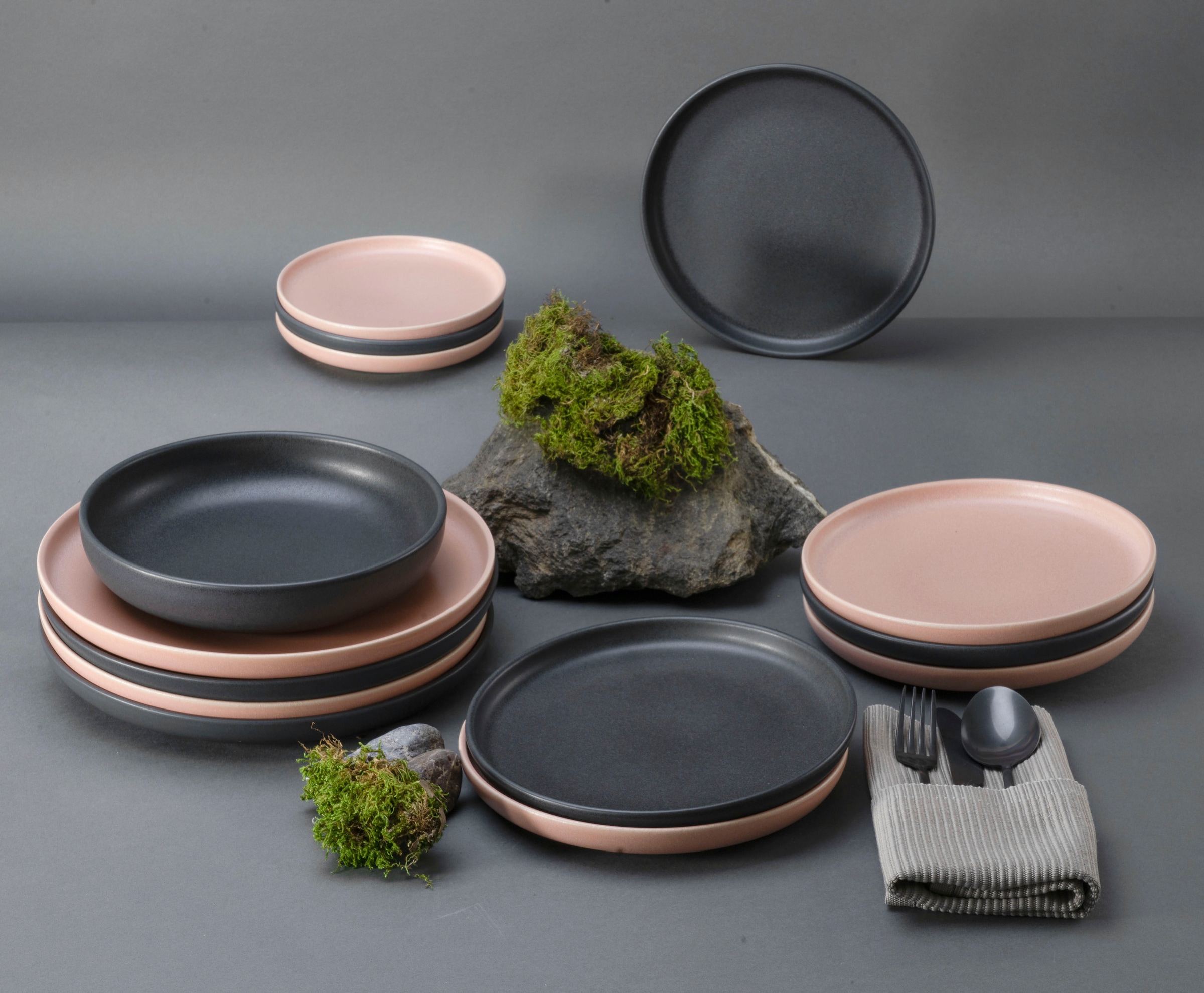 tlg.), seidenmatte CreaTable | 8 Tafelservice Black,«, BAUR (Set, »Uno Rose Rusty Glasur +