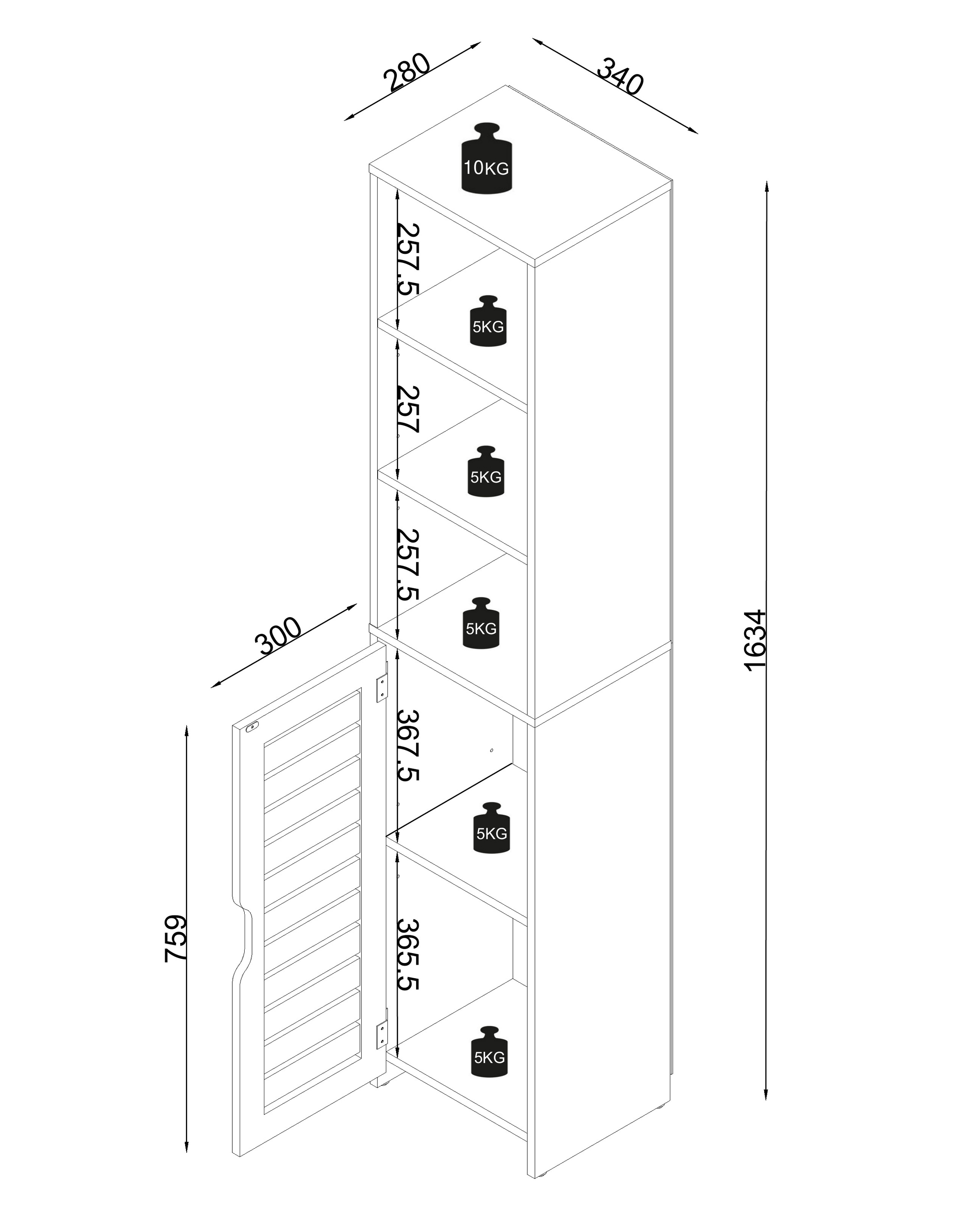VCM Hochschrank »Holz Badmöbel Badschrank Hochschrank Flonali« 1 Stk. tlg.