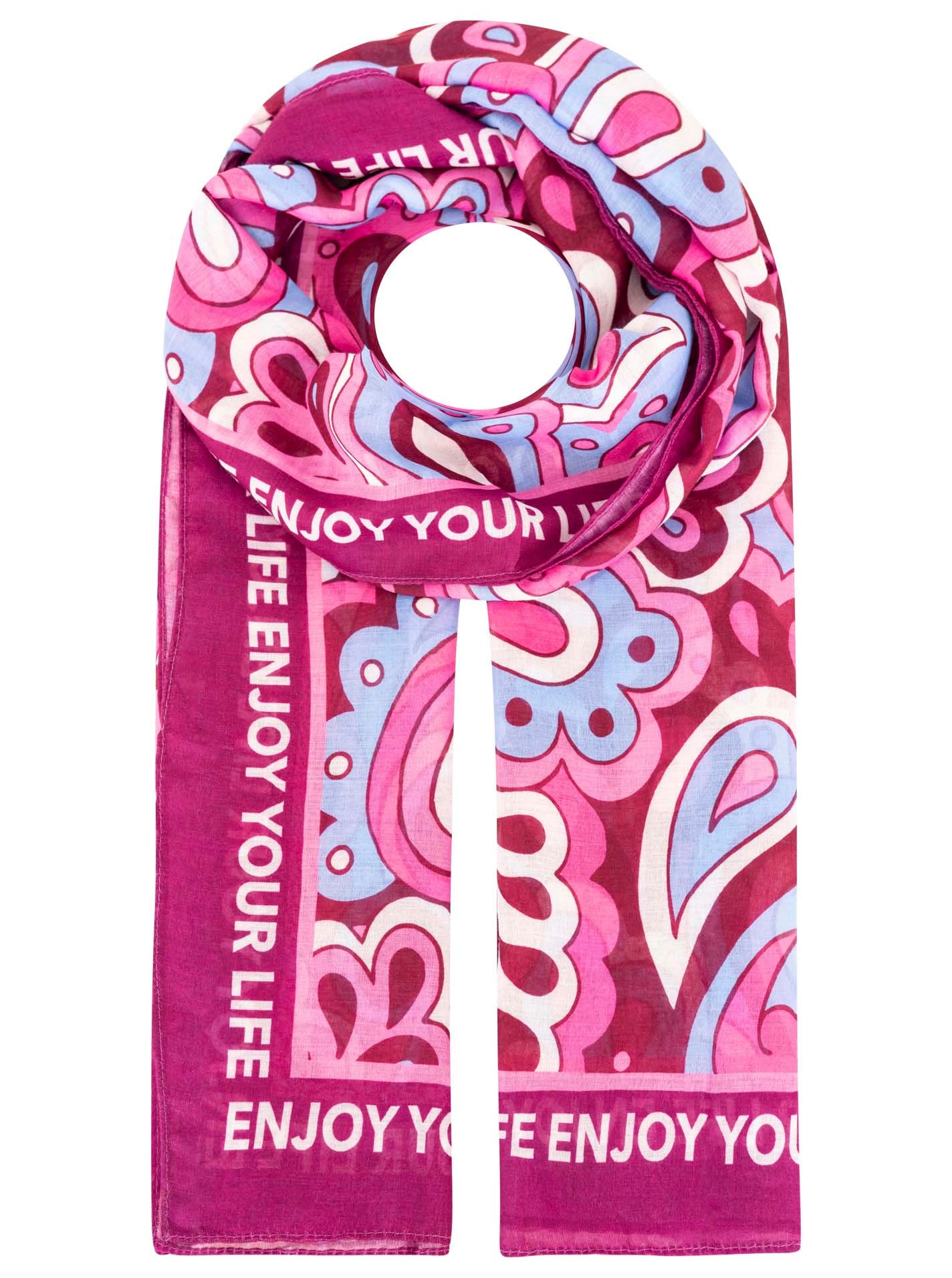 Zwillingsherz Schal »"Flower Paisley"« farbenfroh, transparent, mit Schriftzug