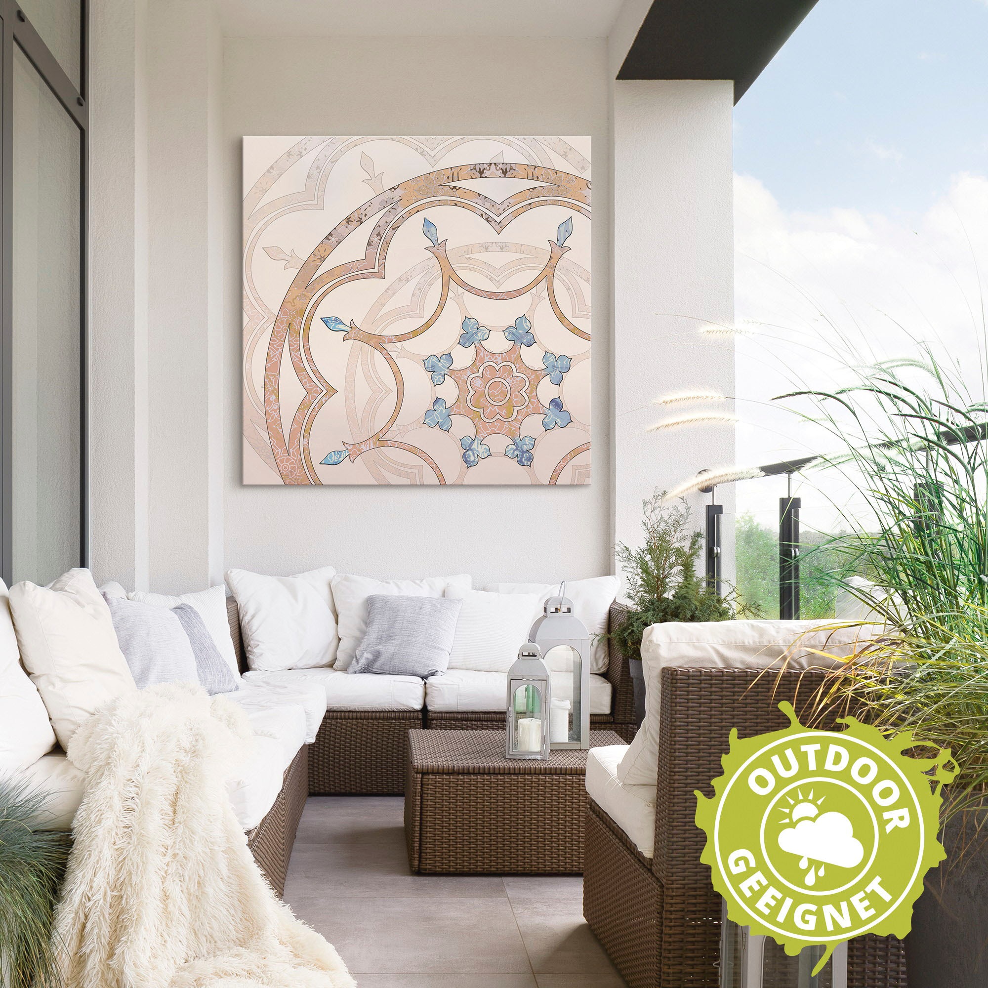 Alu-Dibond-Druck ARTLAND "Boho Mandala", beige (farbe bild(er): natur), B:50cm H:50cm, Bilder, für Innen- und Außenbereich geeignet, Outdoorbild 3