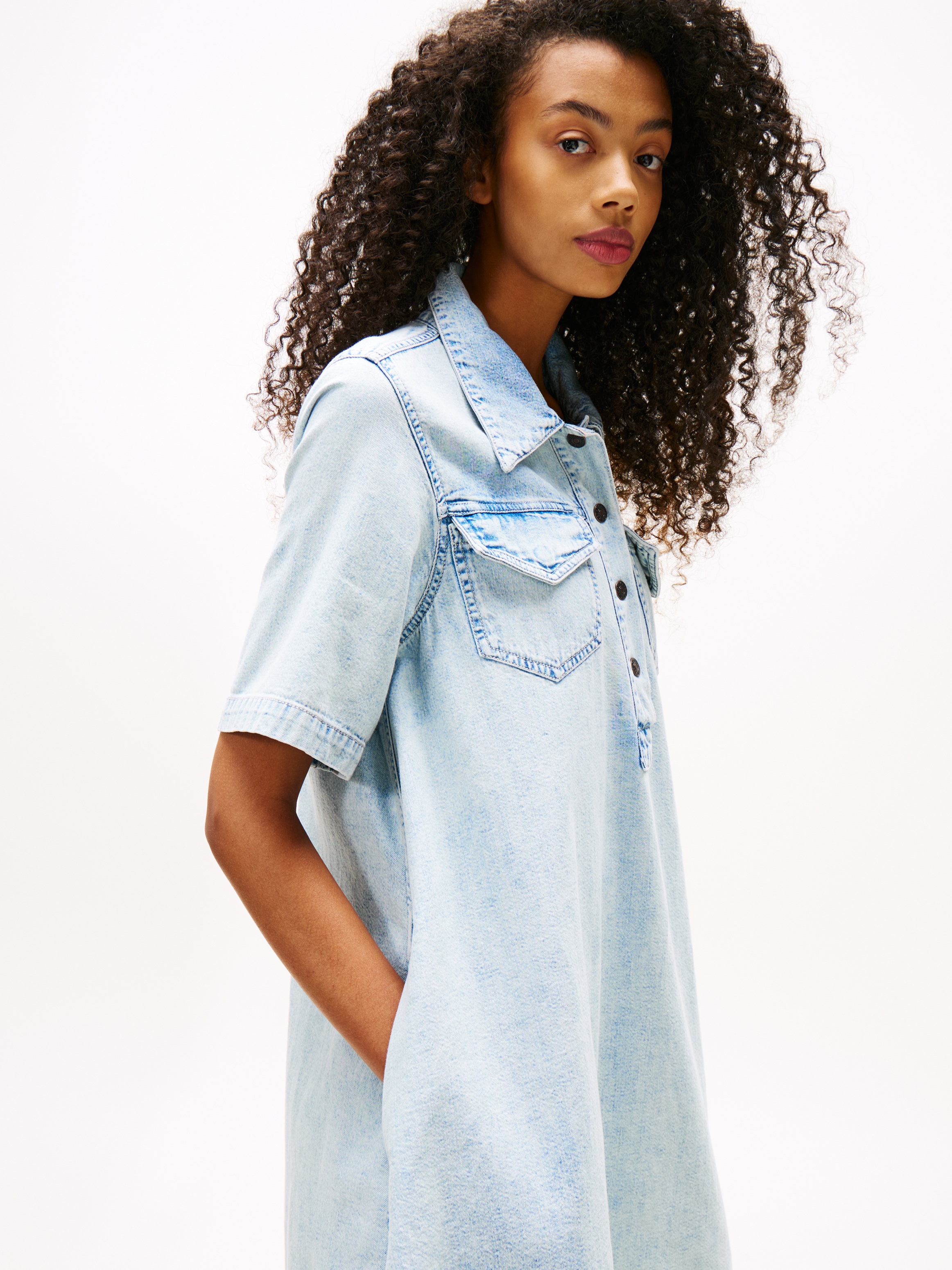 Thumbnail - Tommy Jeans Jeanskleid "A-LINE DENIM DRESS EXT" Brusttaschen