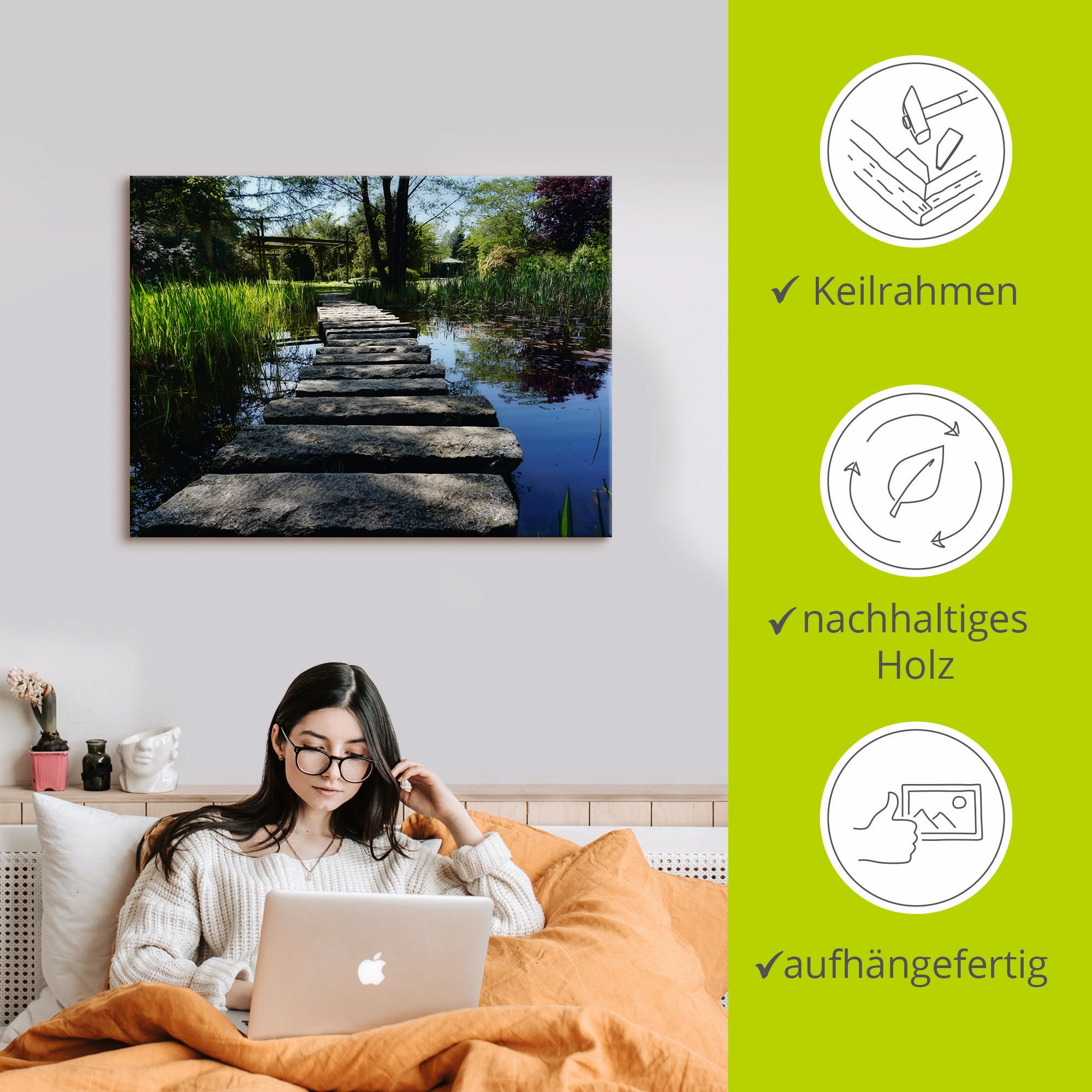 Artland Wandbild »Weg am Teich«, Gewässer, (1 St.), als Leinwandbild, Poster, Wandaufkleber in verschied. Größen