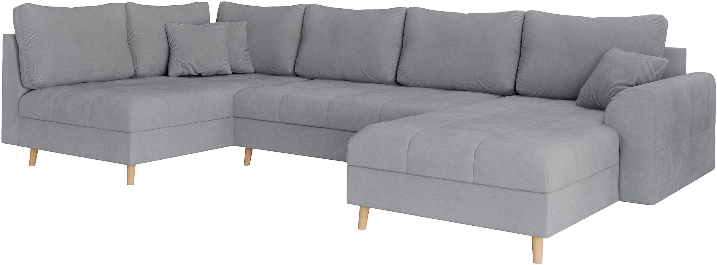 Home affaire Wohnlandschaft »CHARRE U-Form mit Ottomane, Maße B/T/H: 310/161/81 cm«, feine Steppung, lose Rücken- und Zierkissen, auch in Cord und Bouclé