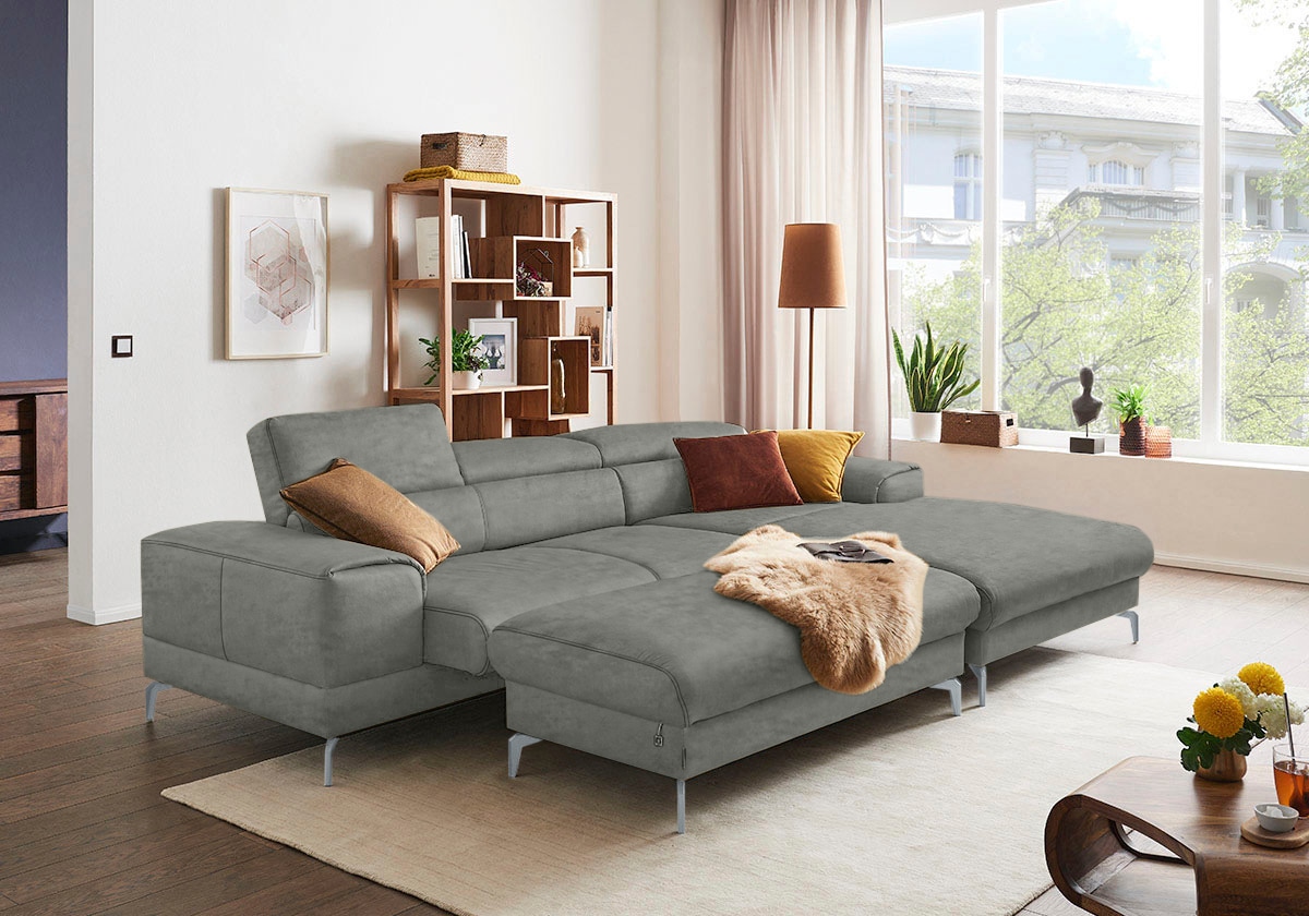 W.SCHILLIG Polsterhocker »piedroo, Designsofa mit tollem Sitzkomfort, bequem, L-Form«, Füße in Silber matt
