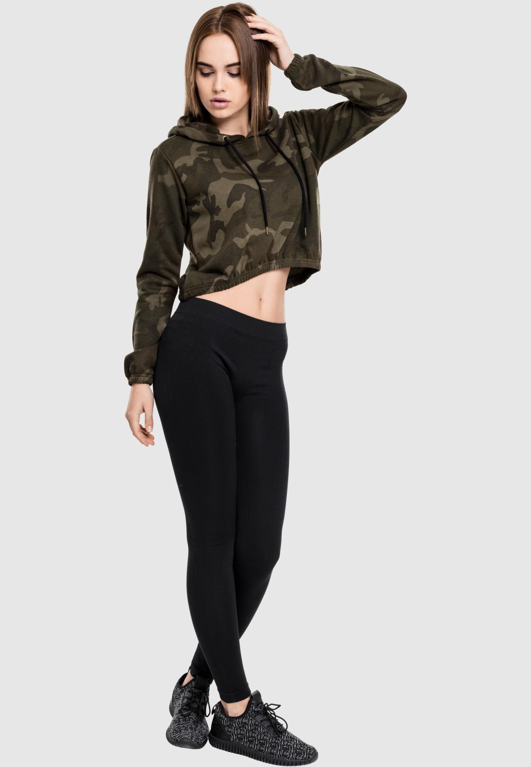 URBAN CLASSICS Rundhalspullover »Urban Classics Damen Ladies Camo Cropped Hoody«, (1 tlg.)