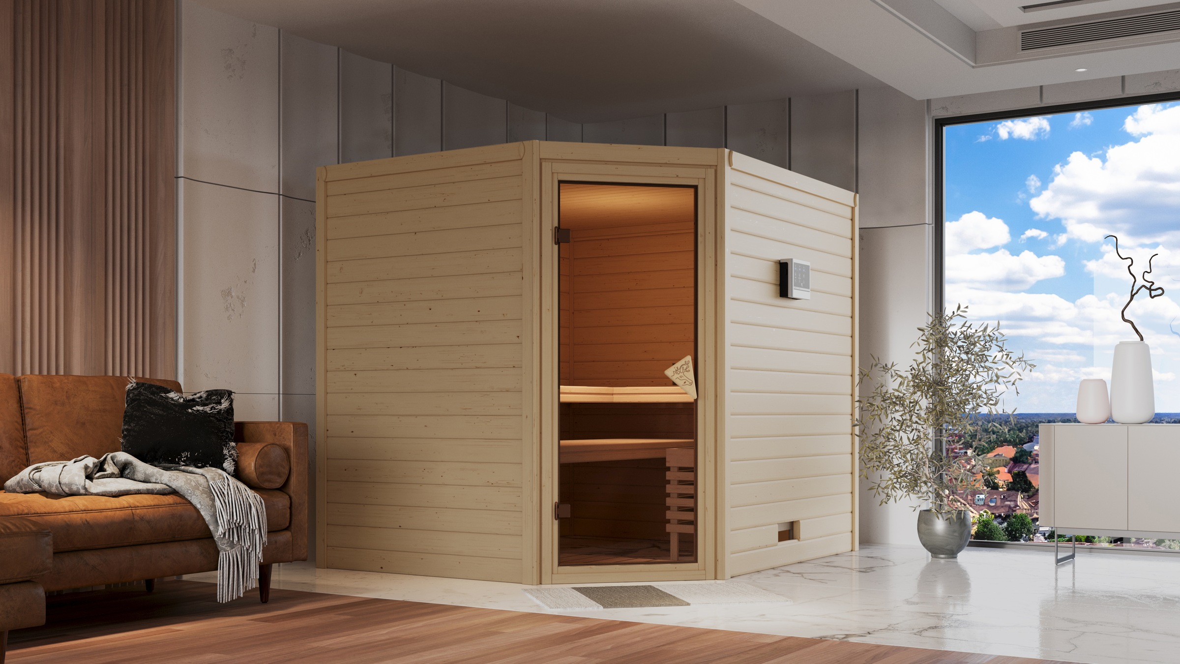 KARIBU Sauna "Talida", ohne Ofen, (ohne Ofen), beige, Saunen, ohne Ofen