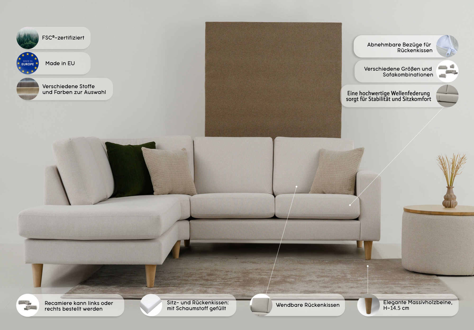 Thumbnail - OTTO home Ecksofa "Tvinno" im skandinavischen Stil, L-Form, mit Massivholzfüßen, Breite 230 cm