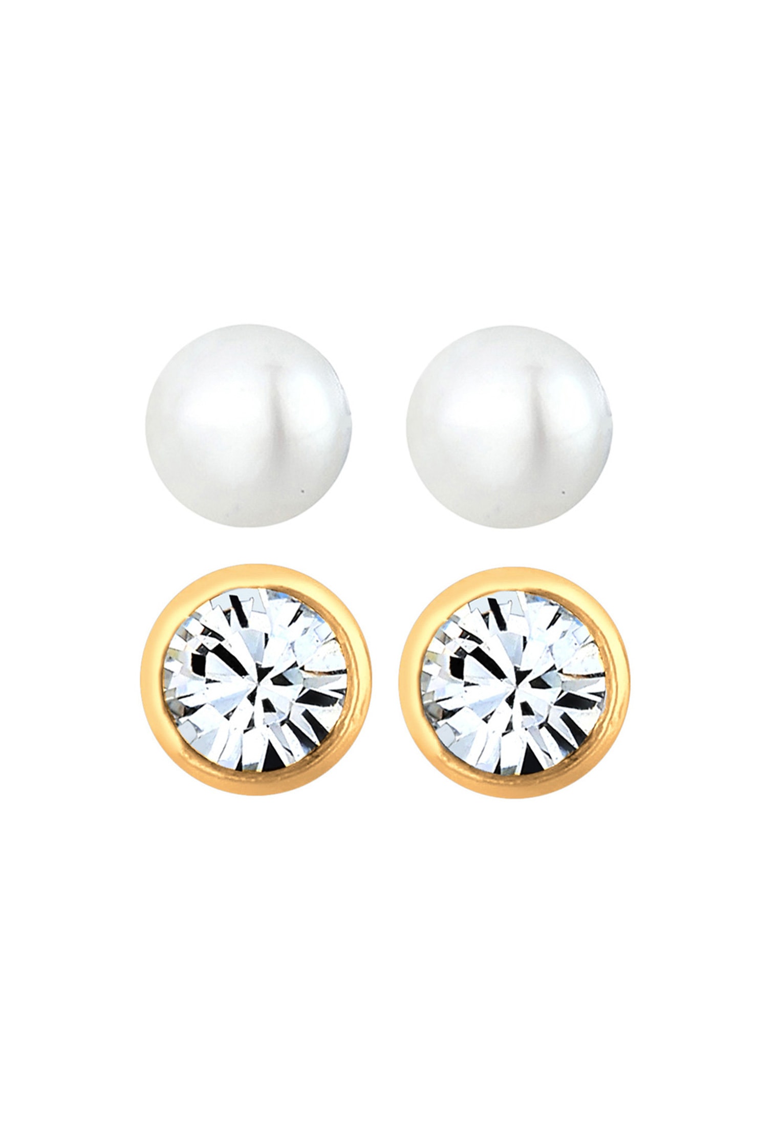Elli Perlenohrringe »Set Basic Perle Kristalle 925 Silber«