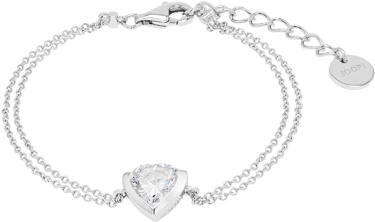 Joop! Armband JOOP "Herz", silber (silberfarben, kristallweiß, kristallweiß), Armbänder, Damen, 20cm, Silber 925 (Sterlingsilber), Armband, mit Zirkonia (synth.)