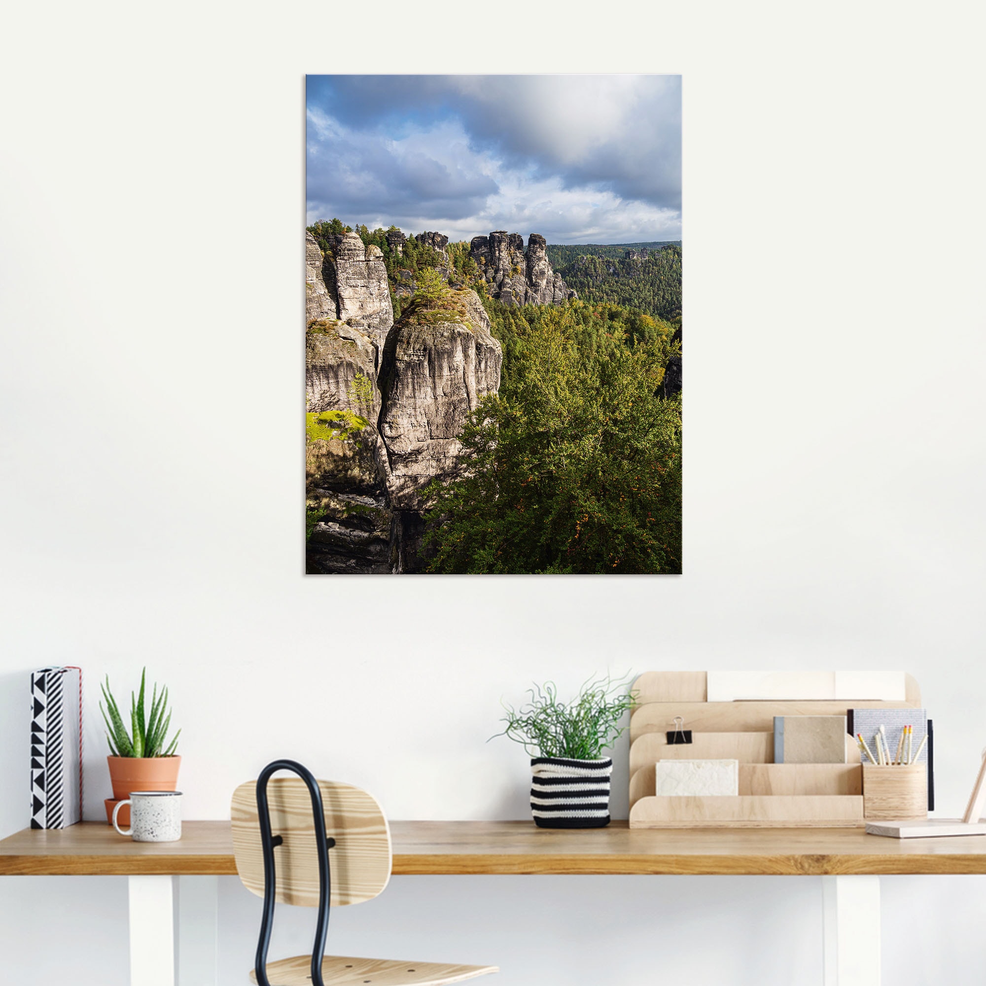 Artland Wandbild »Felsen Bäume in der Sächsische Schweiz«, Berge & Alpenbilder, (1 St.), als Alubild, Leinwandbild, Wandaufkleber oder Poster in versch. Größen
