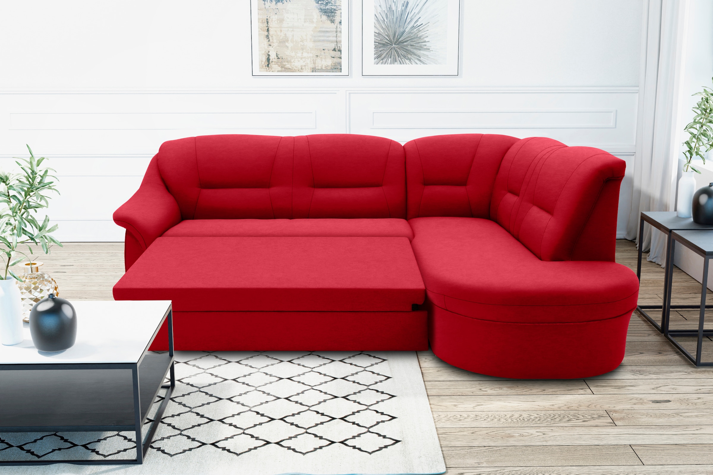 DOMO collection Ecksofa "Faenza für kleine Räume, Stellmaße 232,176cm, komf günstig online kaufen