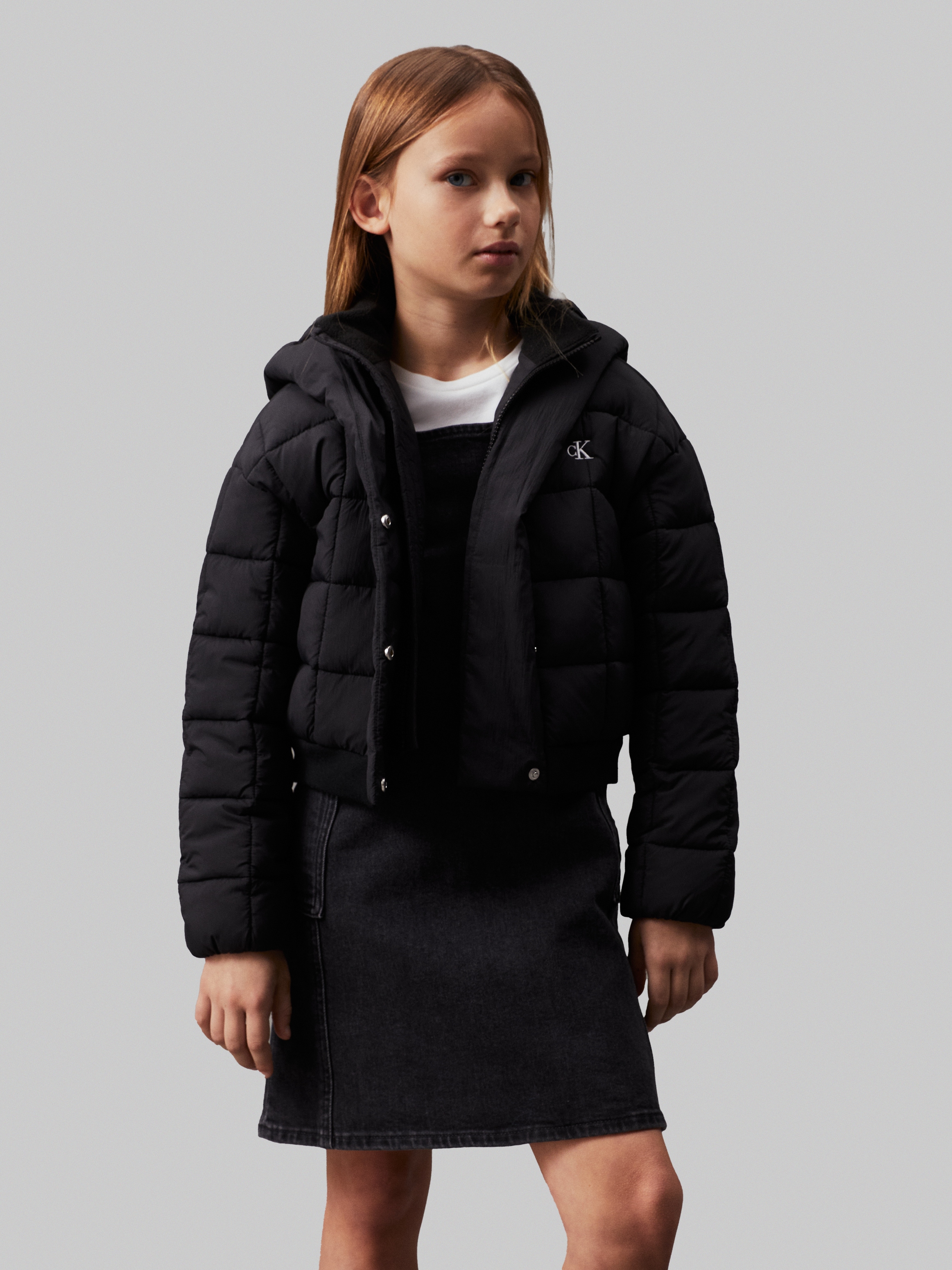 Calvin Klein Jeans Outdoorjacke »ARCHIVE GRID PUFFER JACKET«, mit Kapuze, für Kinder bis 16 Jahre