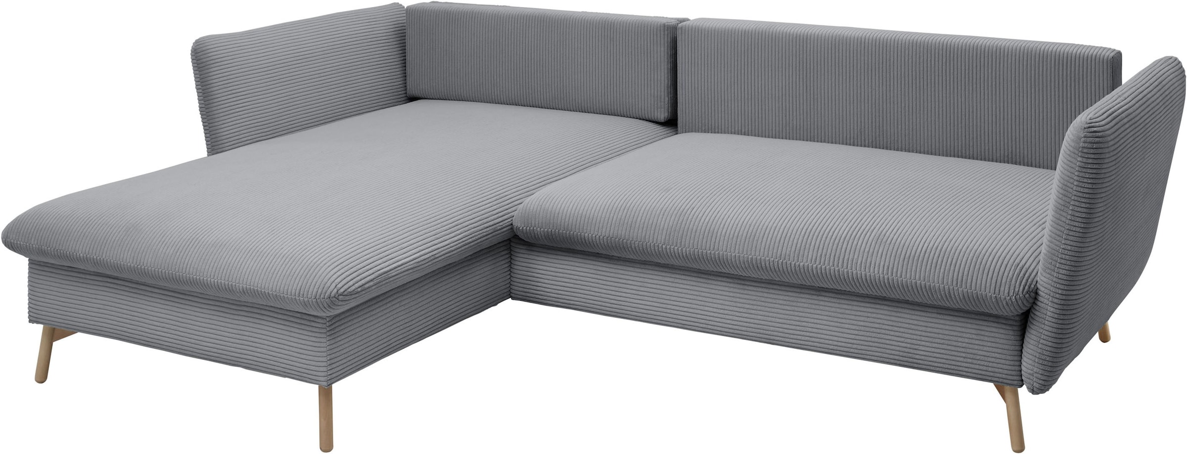 andas Ecksofa »MERLE, 258 cm, L-Form, traumhafter Cord,«, mit Bettfunktion und Bettkasten, Liegefläche 224 x 139
