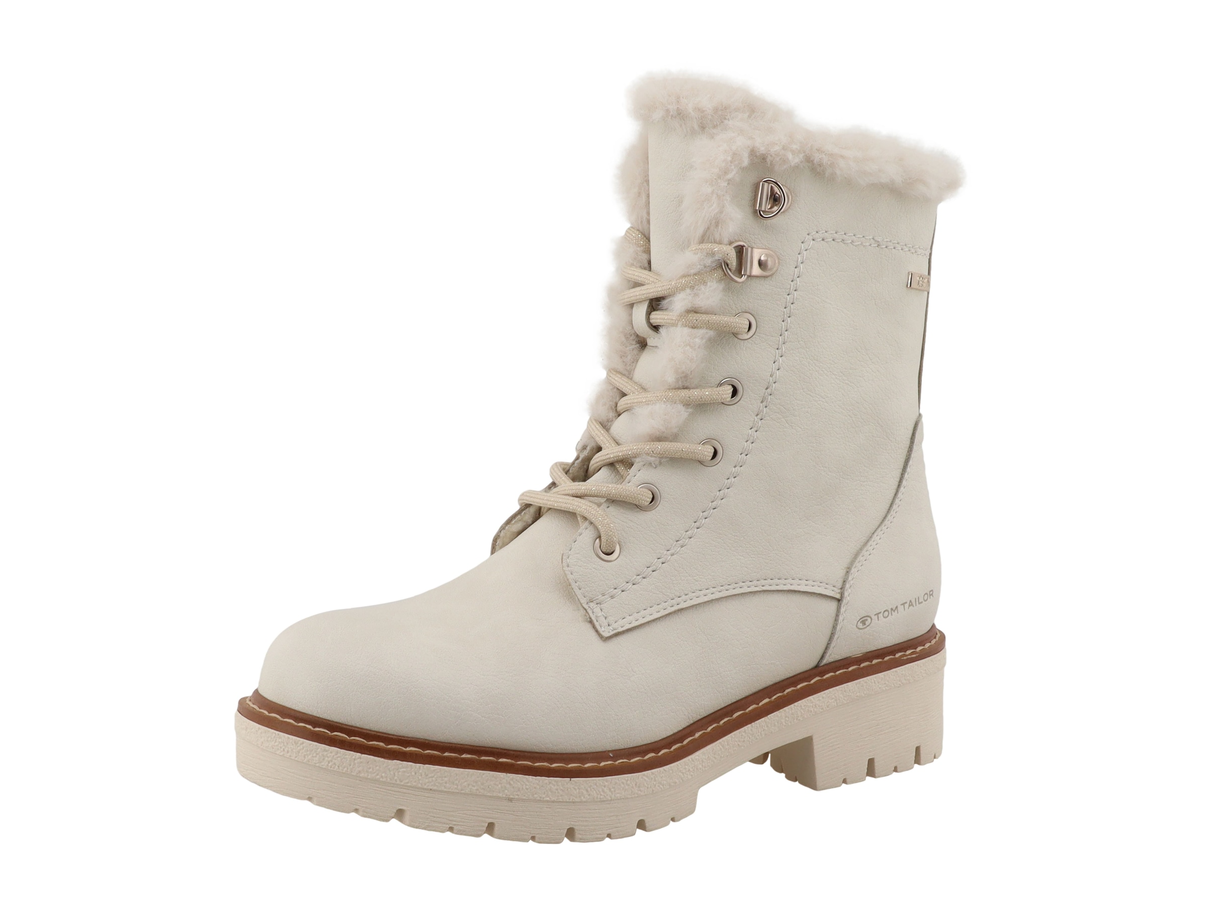 TOM TAILOR Winterstiefelette Blockabsatz, Winterboots mit Fellimitat am Schaftrand