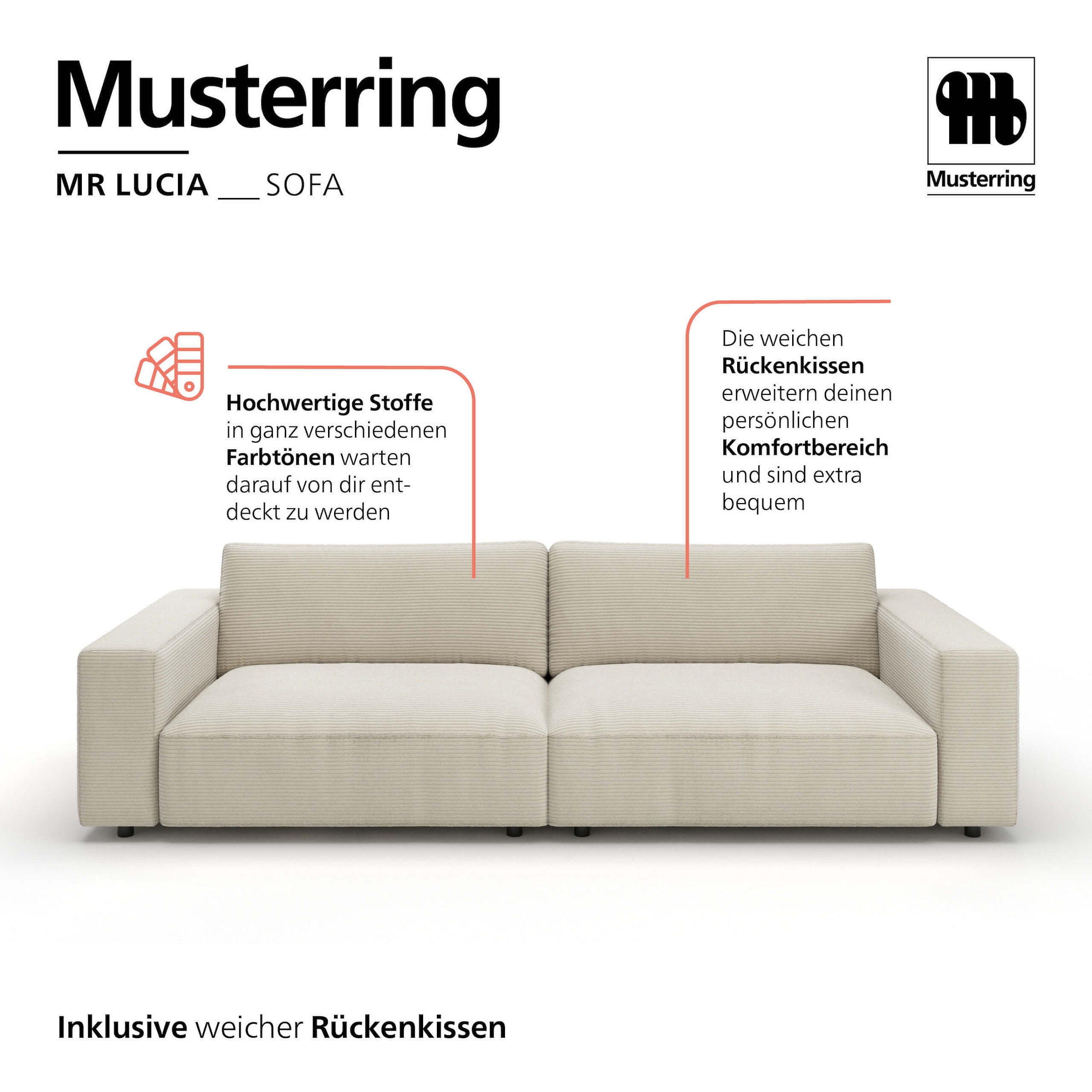 Musterring Big-Sofa »MR Lucia, puristischer Luxus von Musterring« Erstklassige Kammerkissen, weiche Polsterung & zeitloser Look