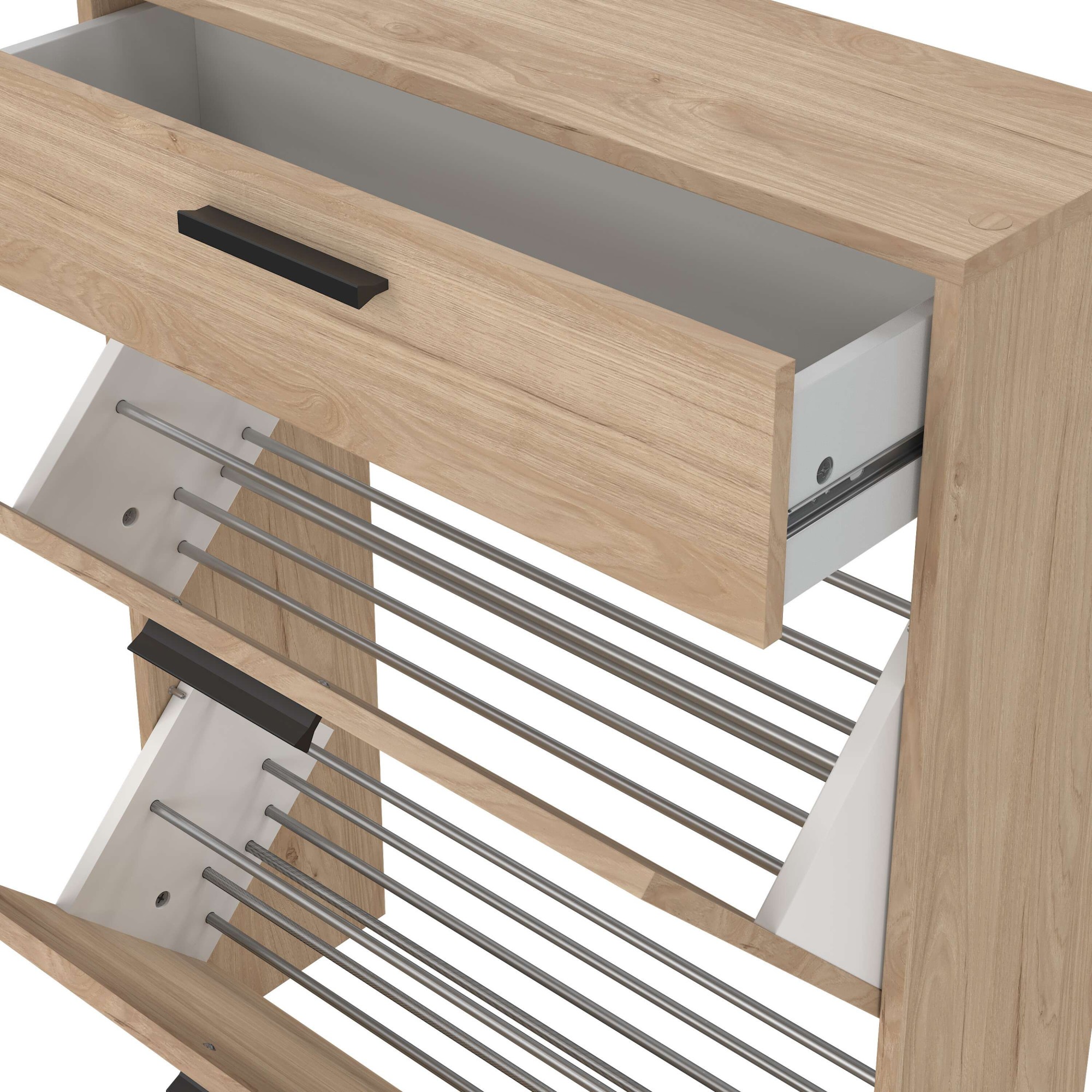 Home affaire Schuhkommode »Escape, praktischer Schuhschrank mit platzsparendem Design« Packung,  Schuhschrank mit 2 Klappen und Schublade für den Flur