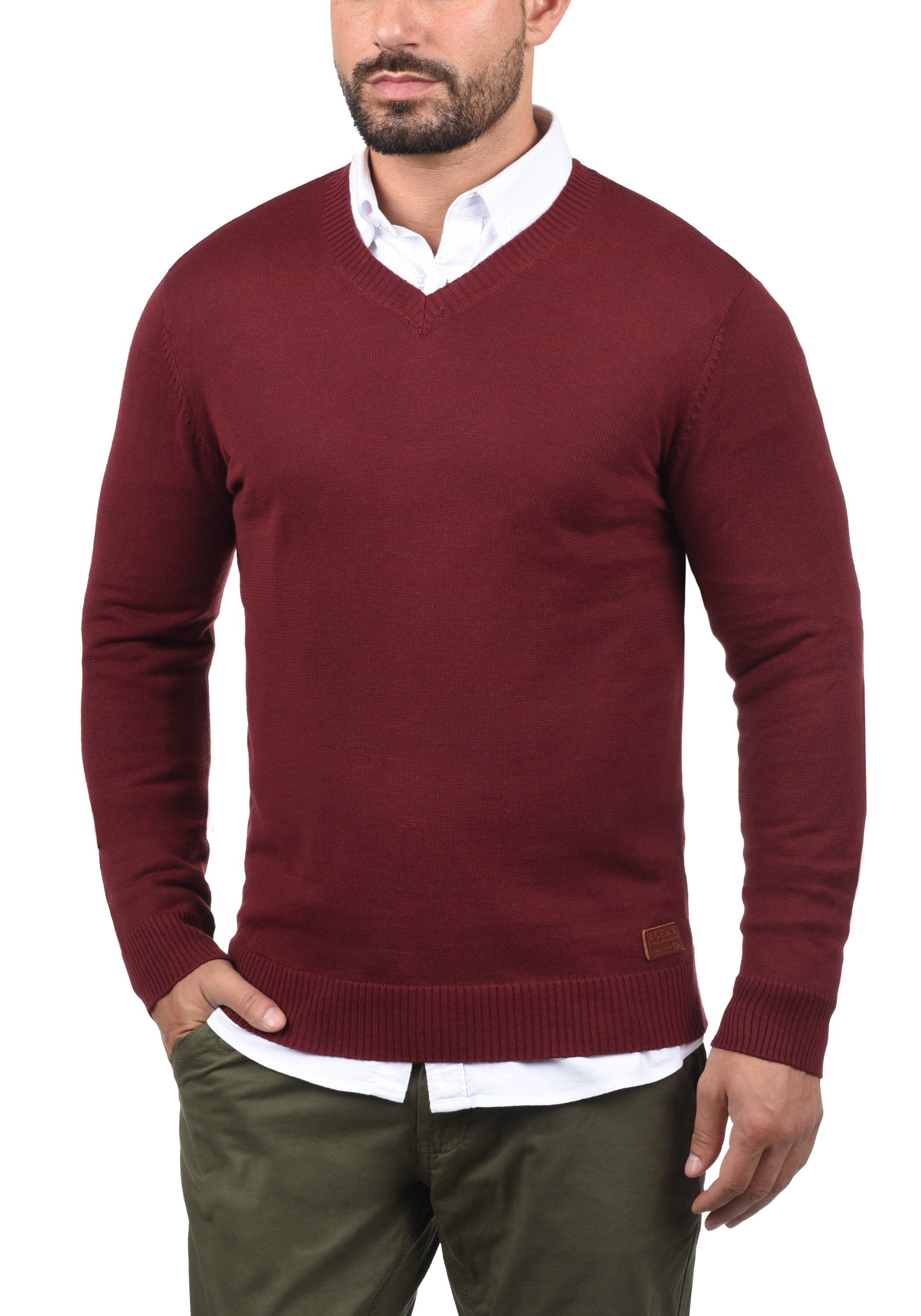 Blend Strickpullover "BHLasse" Feinstrickpullover mit aufgestickten Ellenbo günstig online kaufen