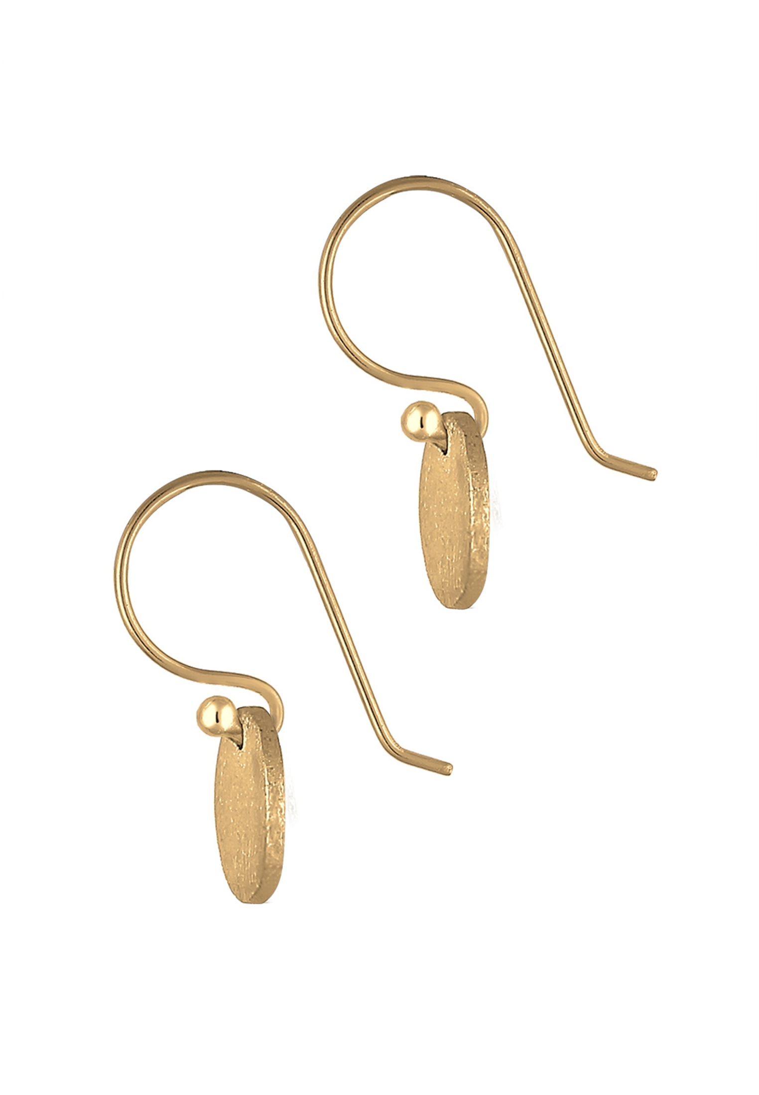 Paar Ohrhänger ELLI "Ohrhänge Plättchen Kreis Matt Schmuck Geschenk 925 Silber", gold, Ohrringe, Damen, onesize, ohne Stein, Silber 925 (Sterlingsilber) 2