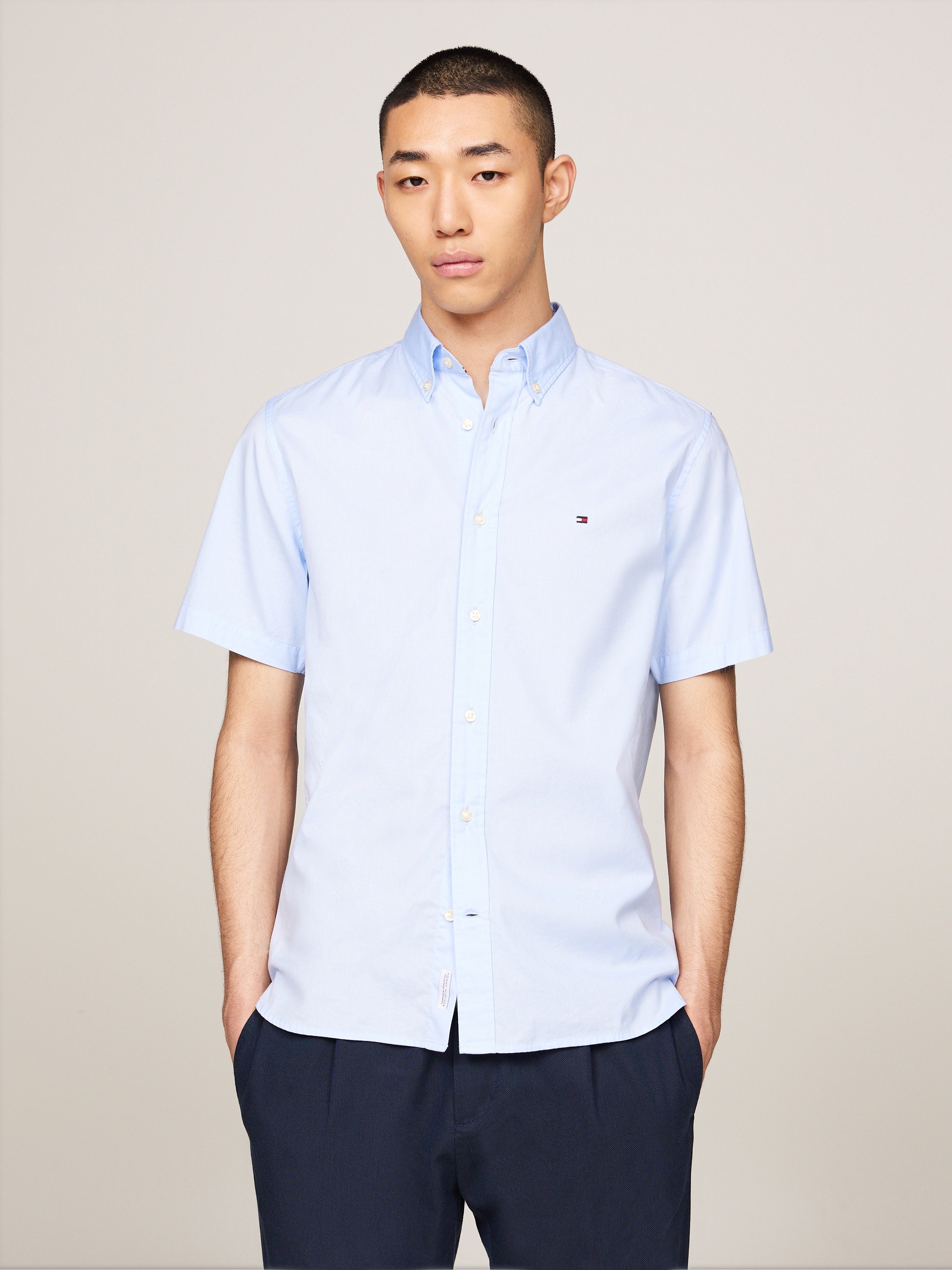 Tommy Hilfiger Kurzarmhemd »FLEX POPLIN RF SHIRT S/S«, mit Hemdblusenkragen