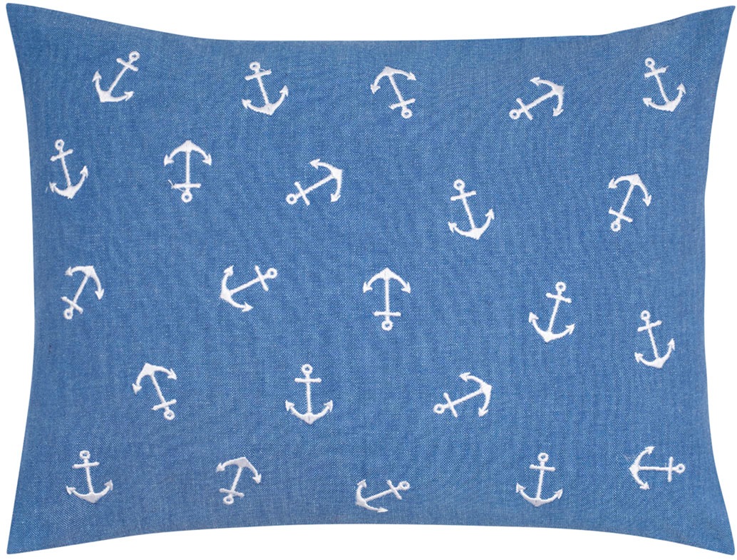 Dekokissen PAD, B:40cm L:30cmsteel blau, gemustert, Baumwolle, Dekokissen_Sitzkissen_Kissenhüllen, "PIMP", Embroidery