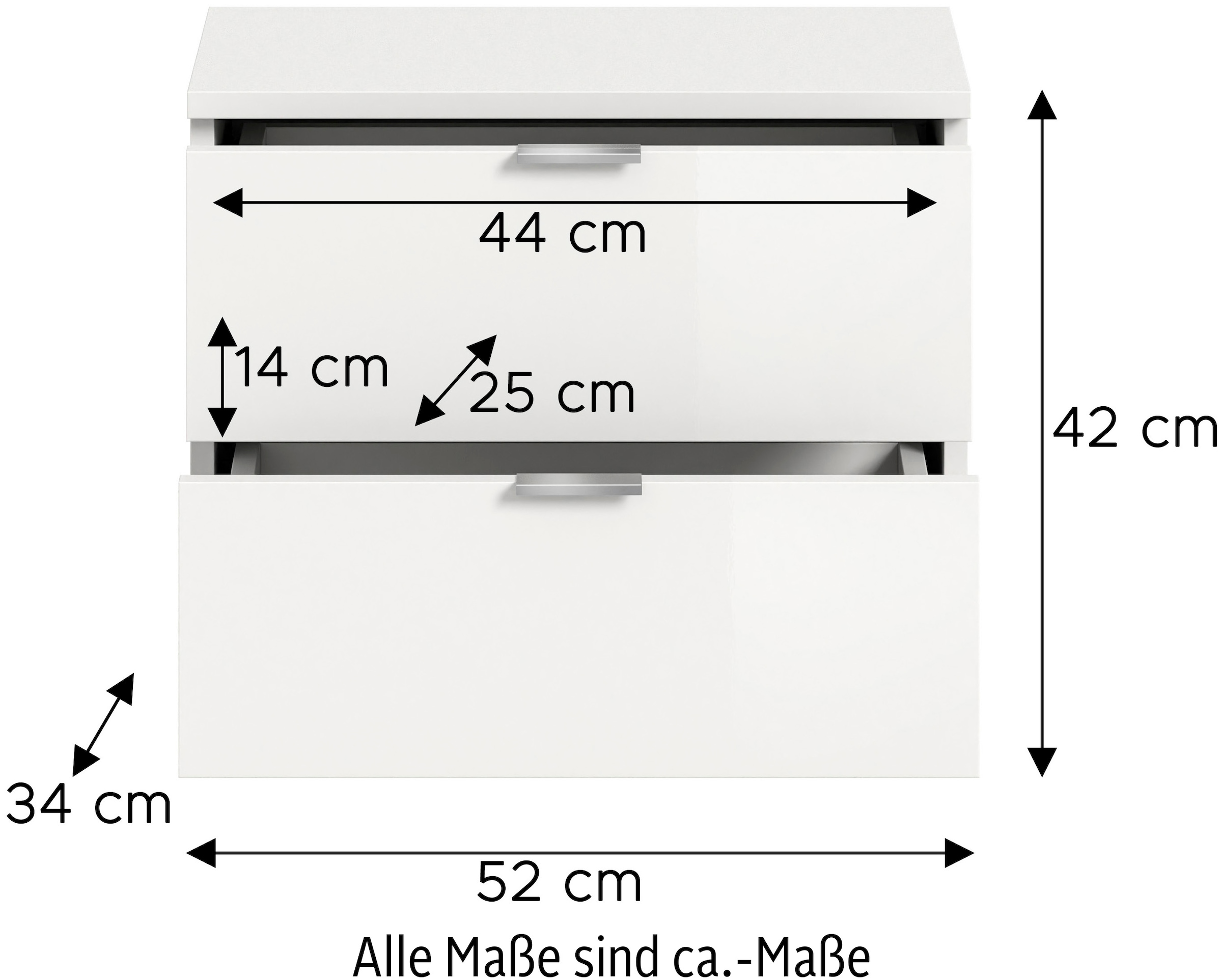 Home affaire Sitzbank »Trondheim Sitzbank, Breite 52 cm,« 1 Stk. tlg. hochglanz, stehend/hängend montierbar, 2 Schubkästen, Flur, Diele