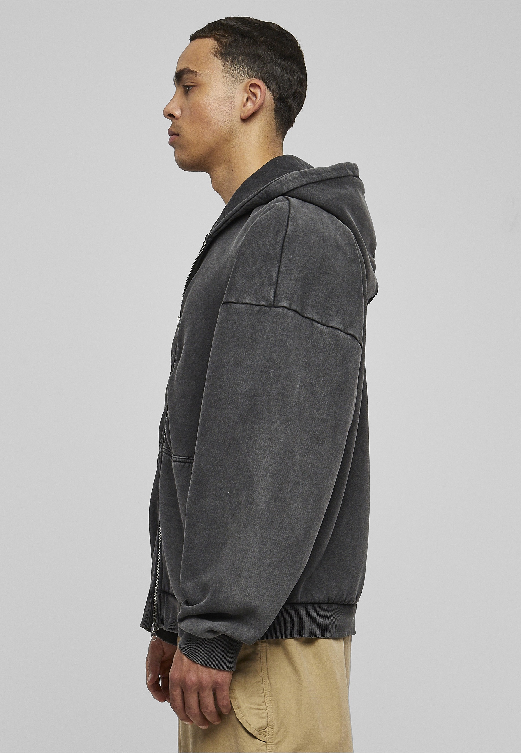 URBAN CLASSICS Neopren-Hoodie »Urban Classics Herren Heavy Stone Washed 90's Zip Hoodie« 1 Stk.